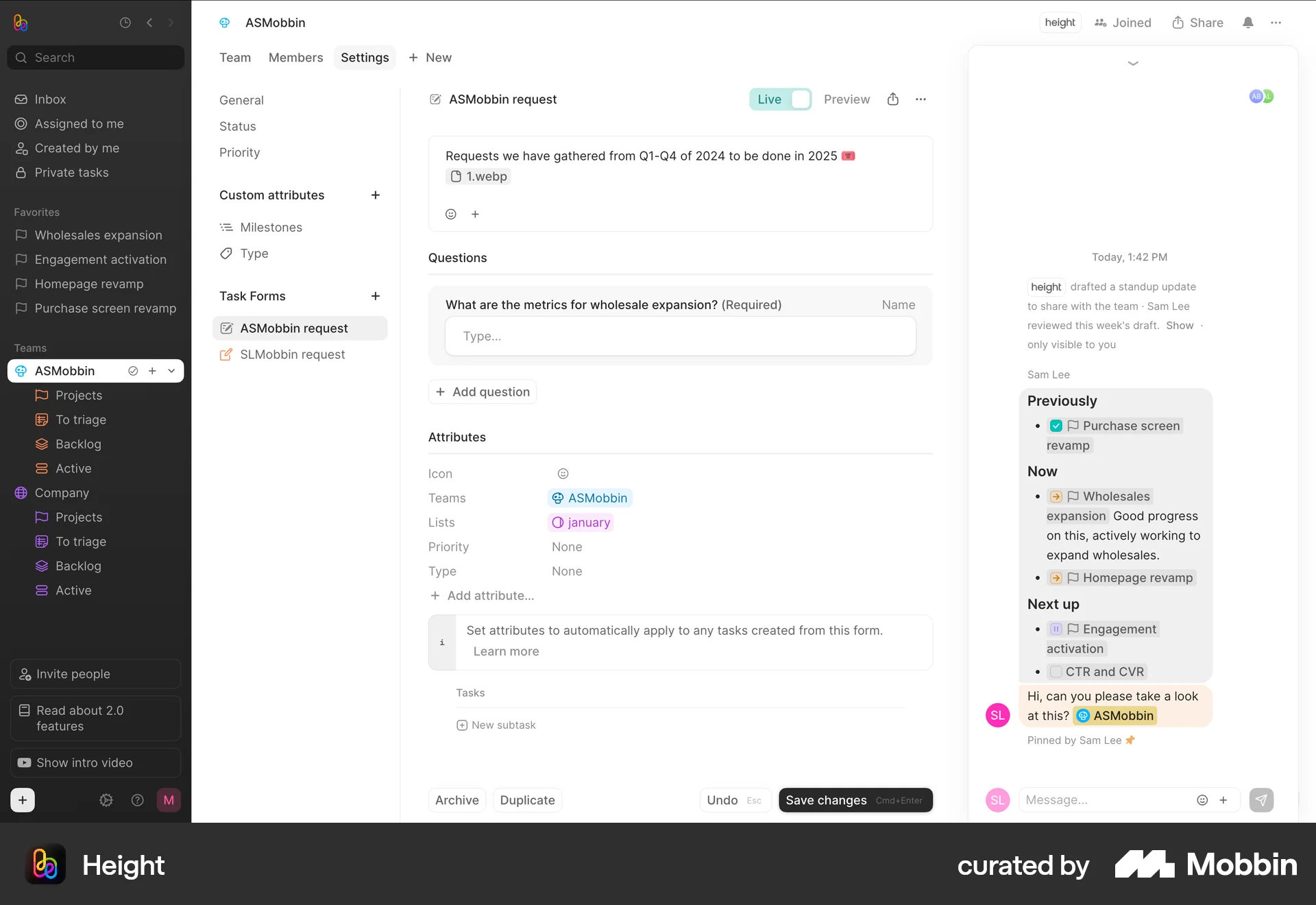 Height Web Favorite & Pin screen