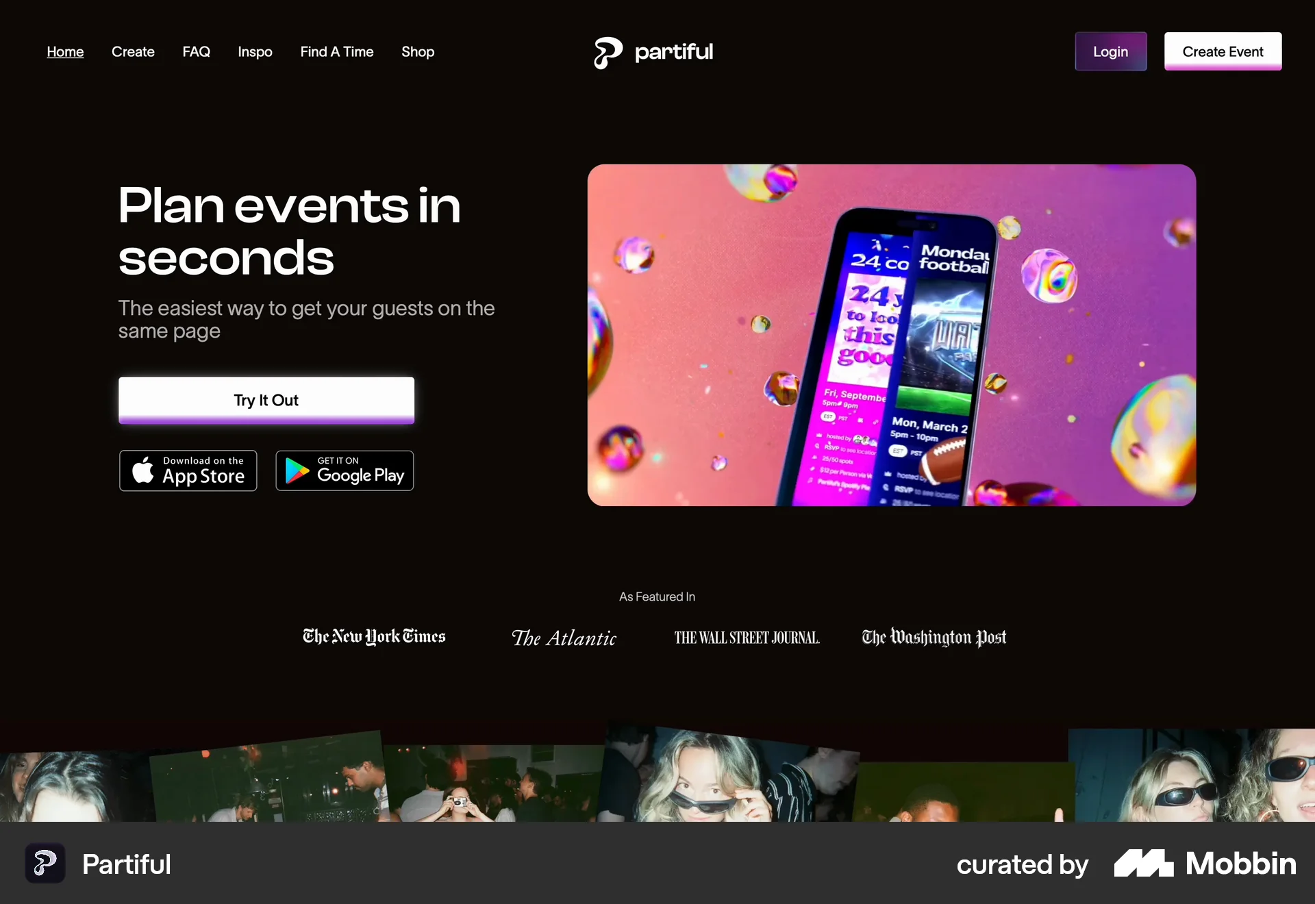 Partiful Web Lifestyle App screen