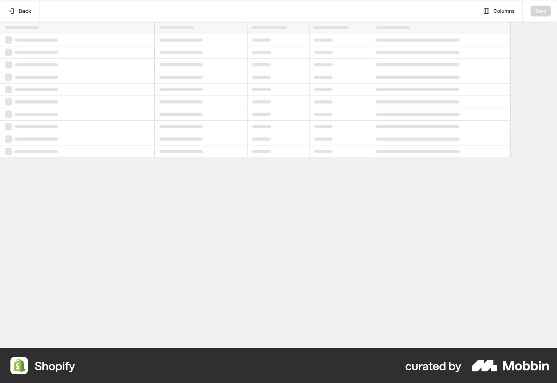 Shopify Web screen containing Skeleton UI element