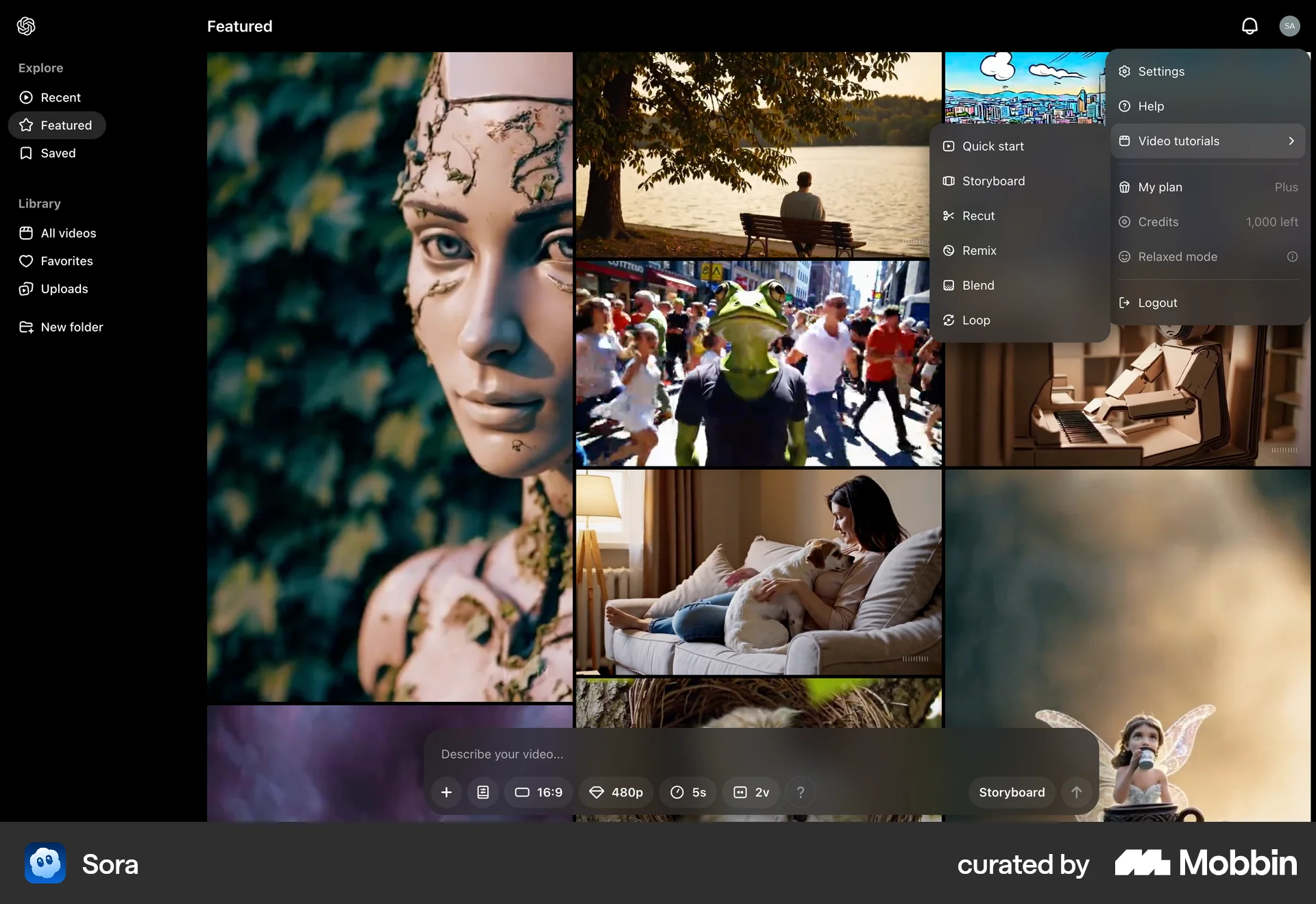 Sora Web Help & Support screen