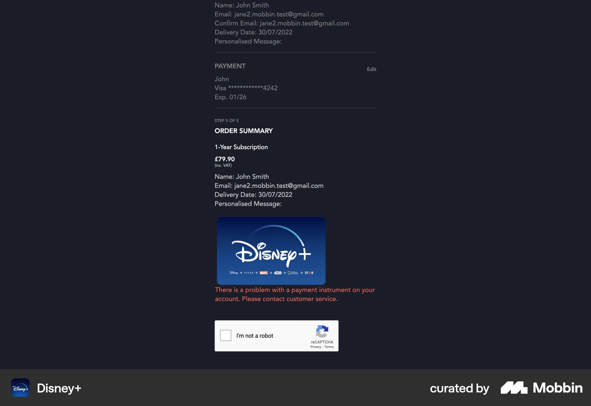 Disney+ Web Error screen