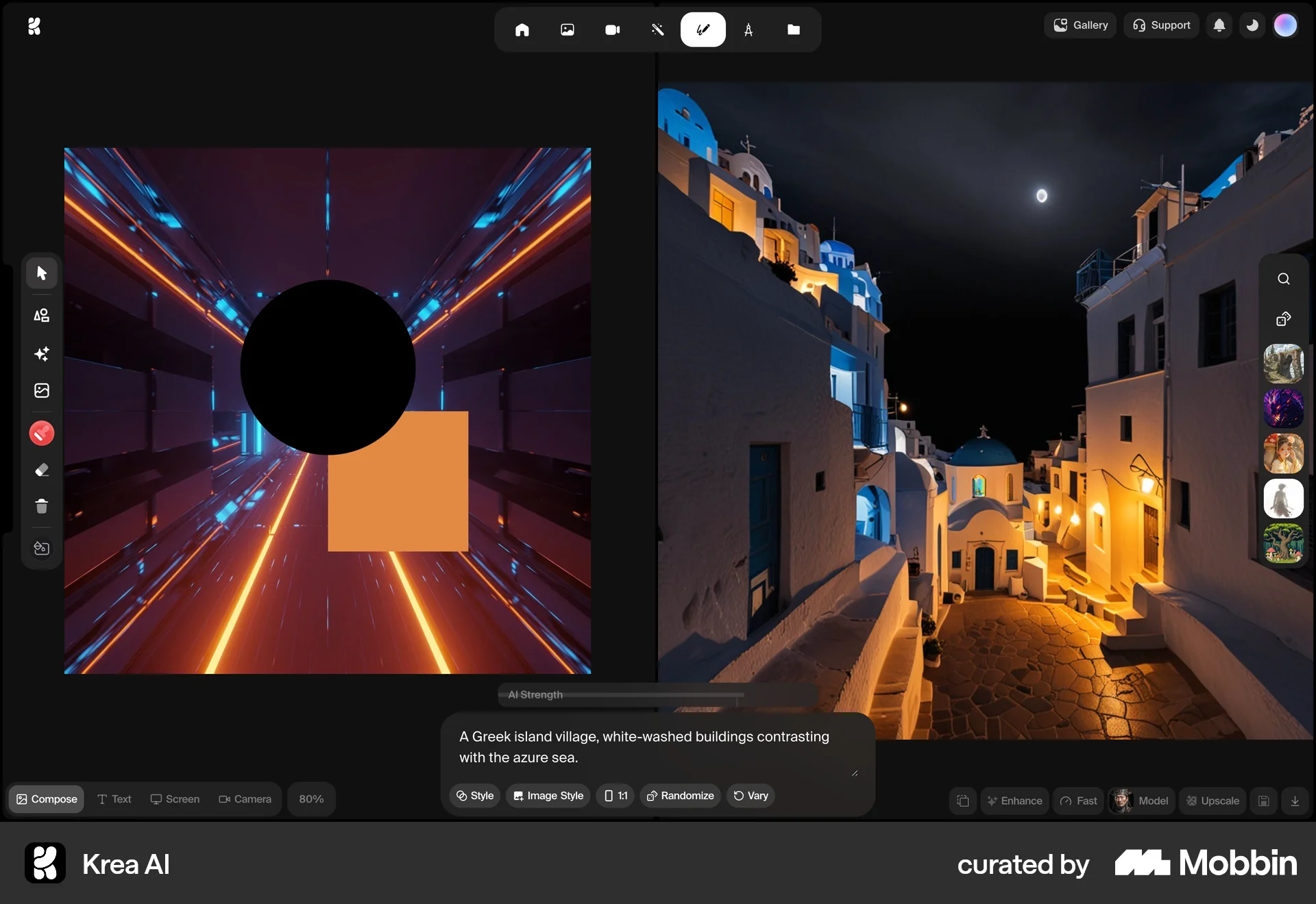 Krea AI Web Dark Mode screen