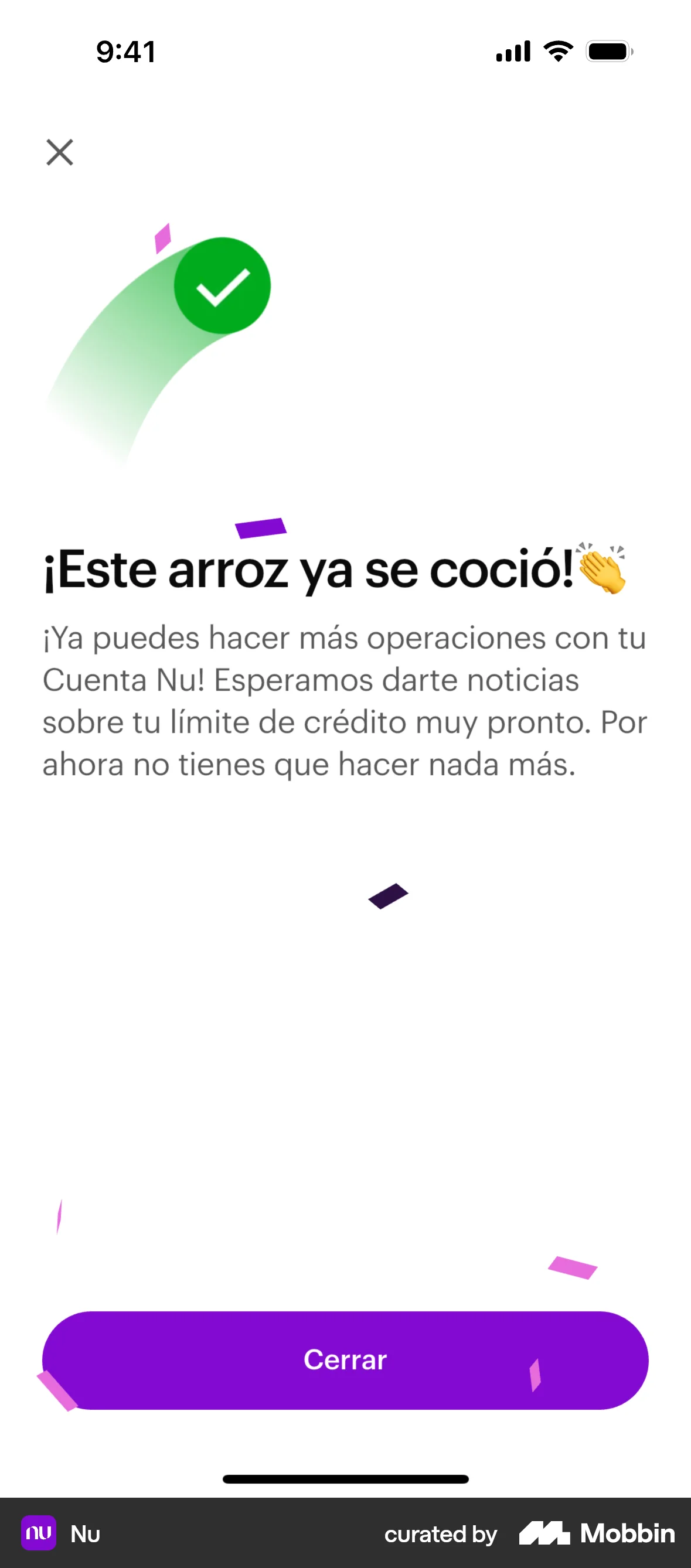 Nu iOS Confetti screen