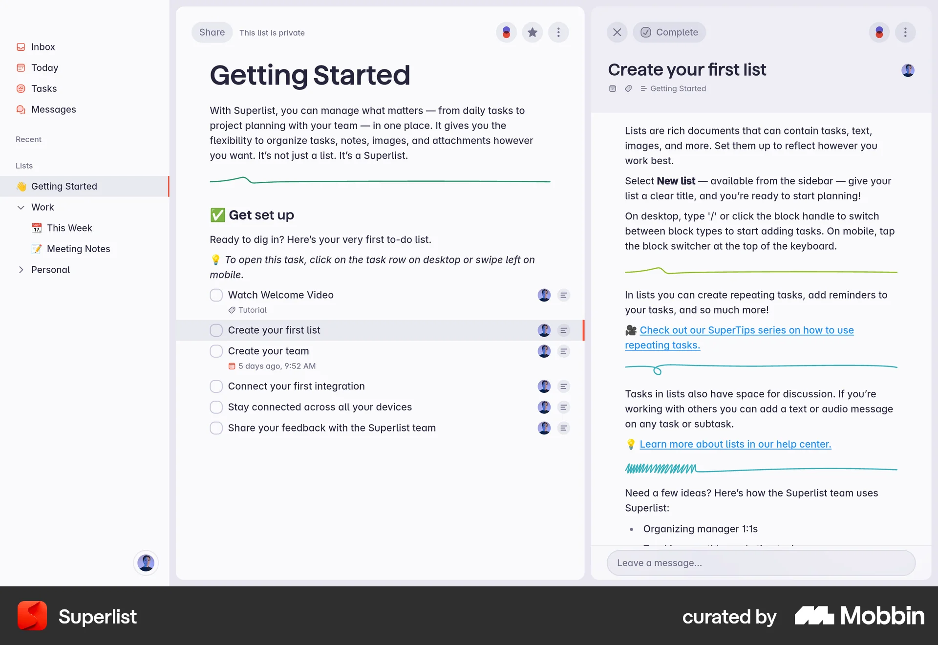 Superlist Web Feature Info screen