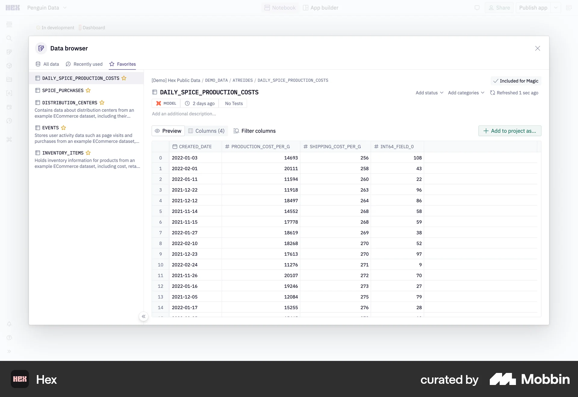 Hex Web Bookmarks & Collections screen