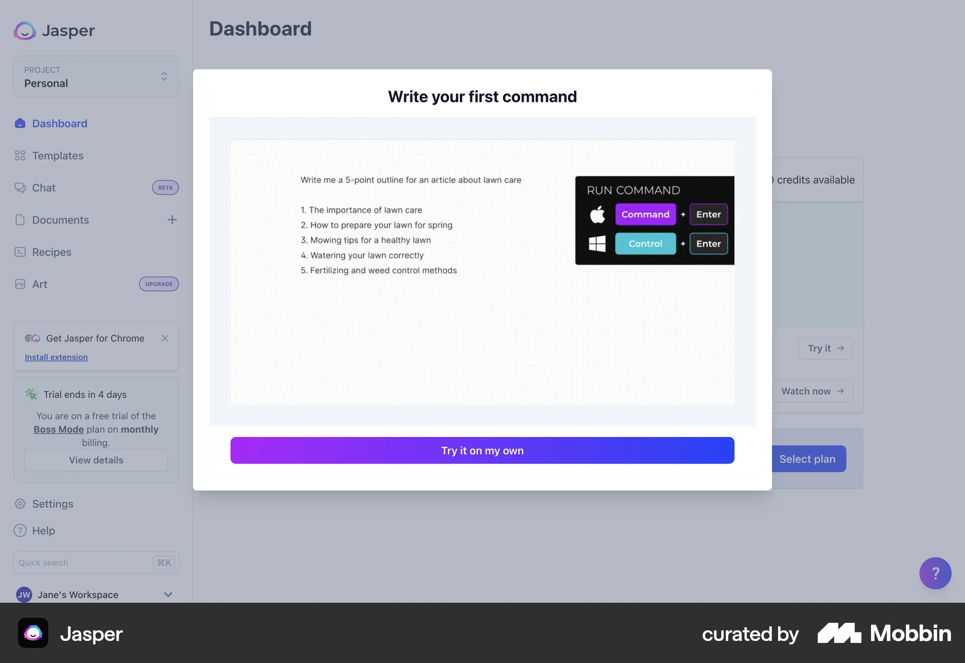Jasper Web Misc screen