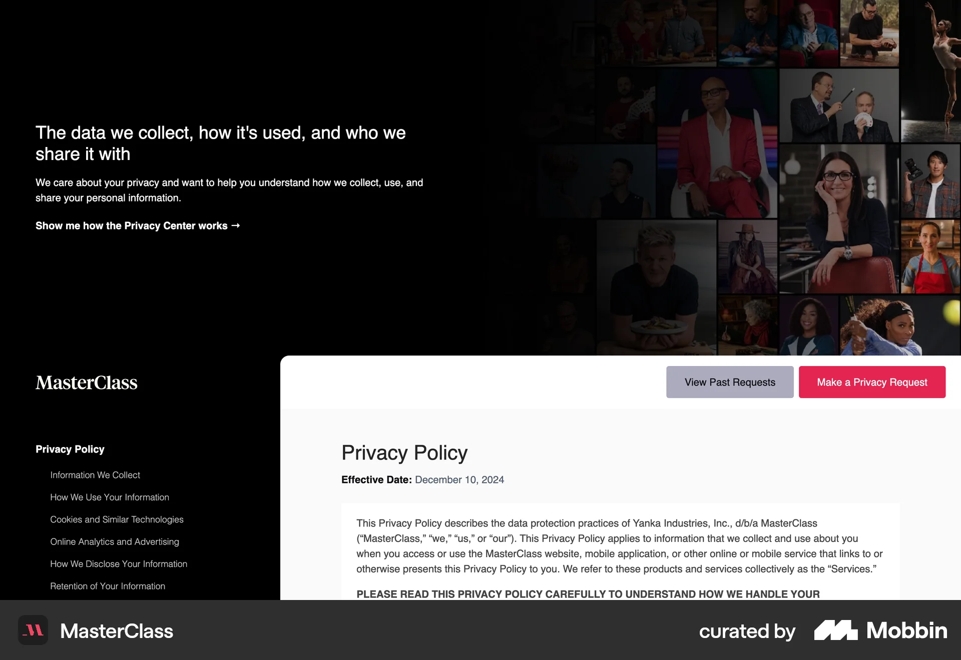 MasterClass Web screen containing Gallery UI element