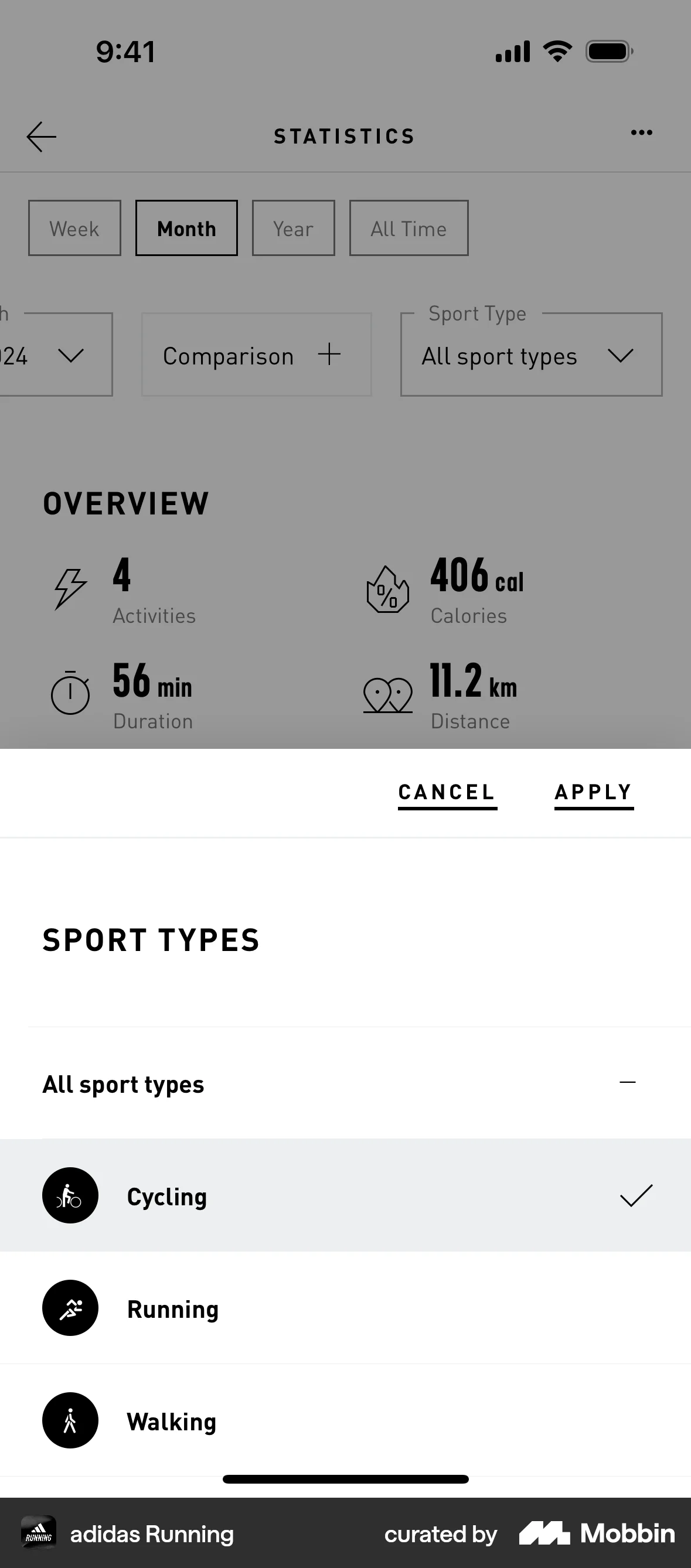 adidas Running iOS screen containing Icon UI element