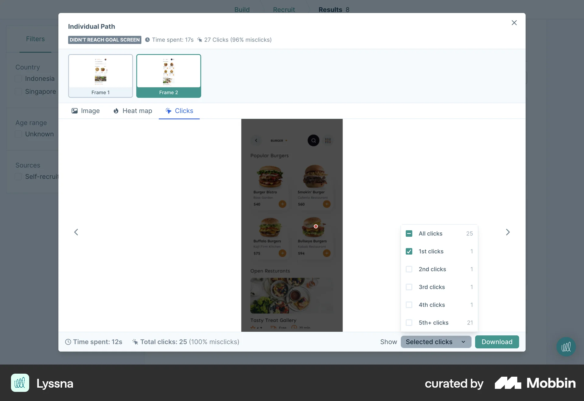 Lyssna Web Filter & Sort screen