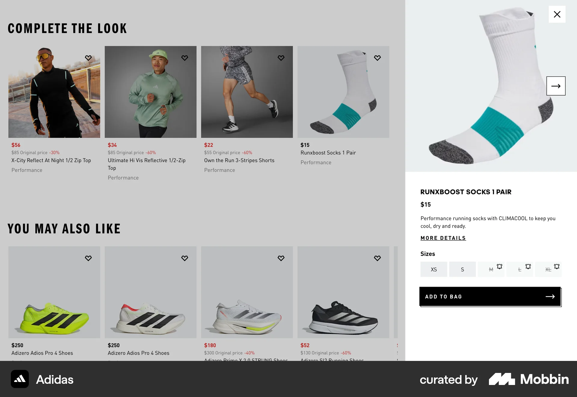 adidas Web Product Detail screen