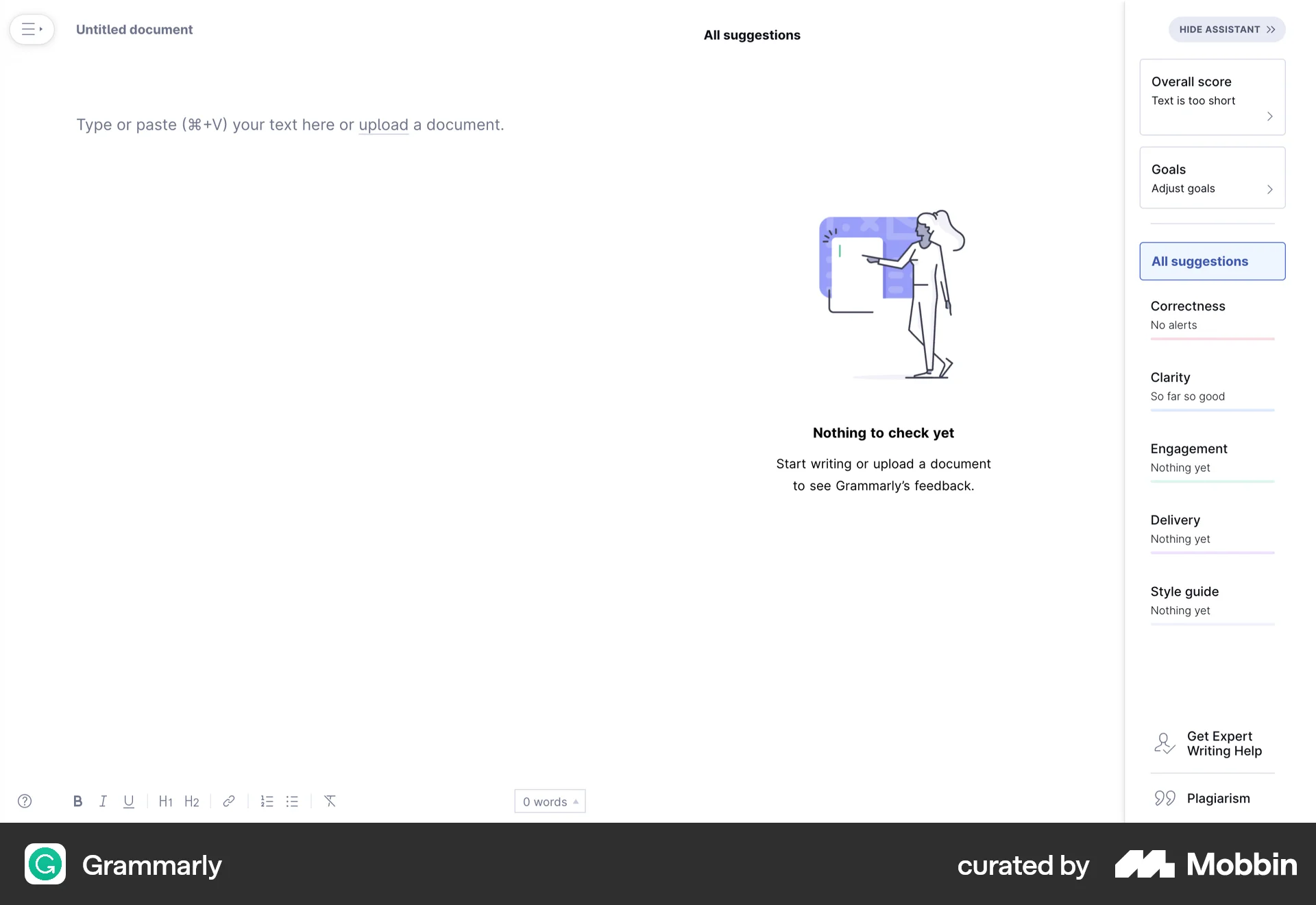 Grammarly Web screen containing Progress Indicator UI element