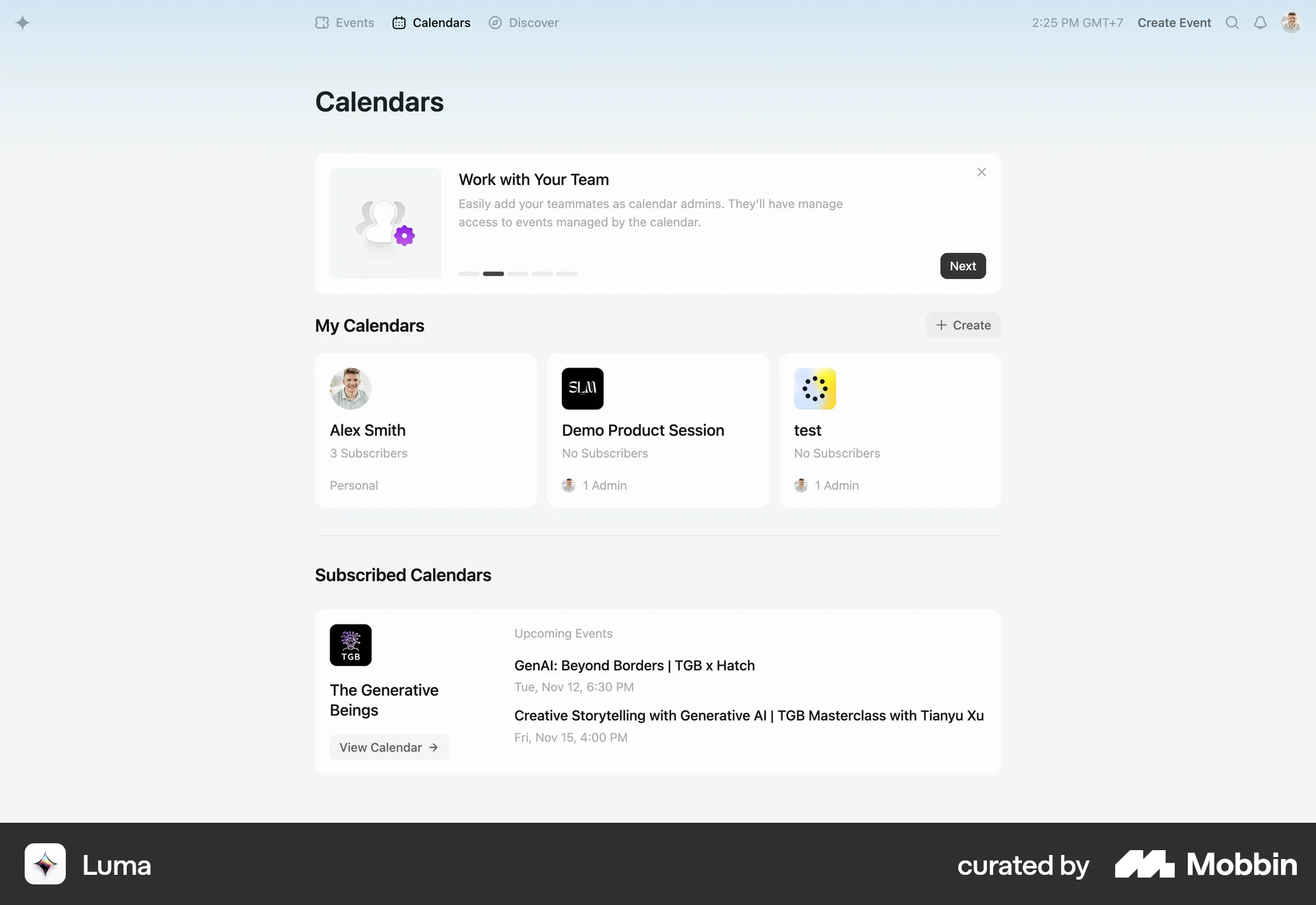 Luma Web Followers & Following screen