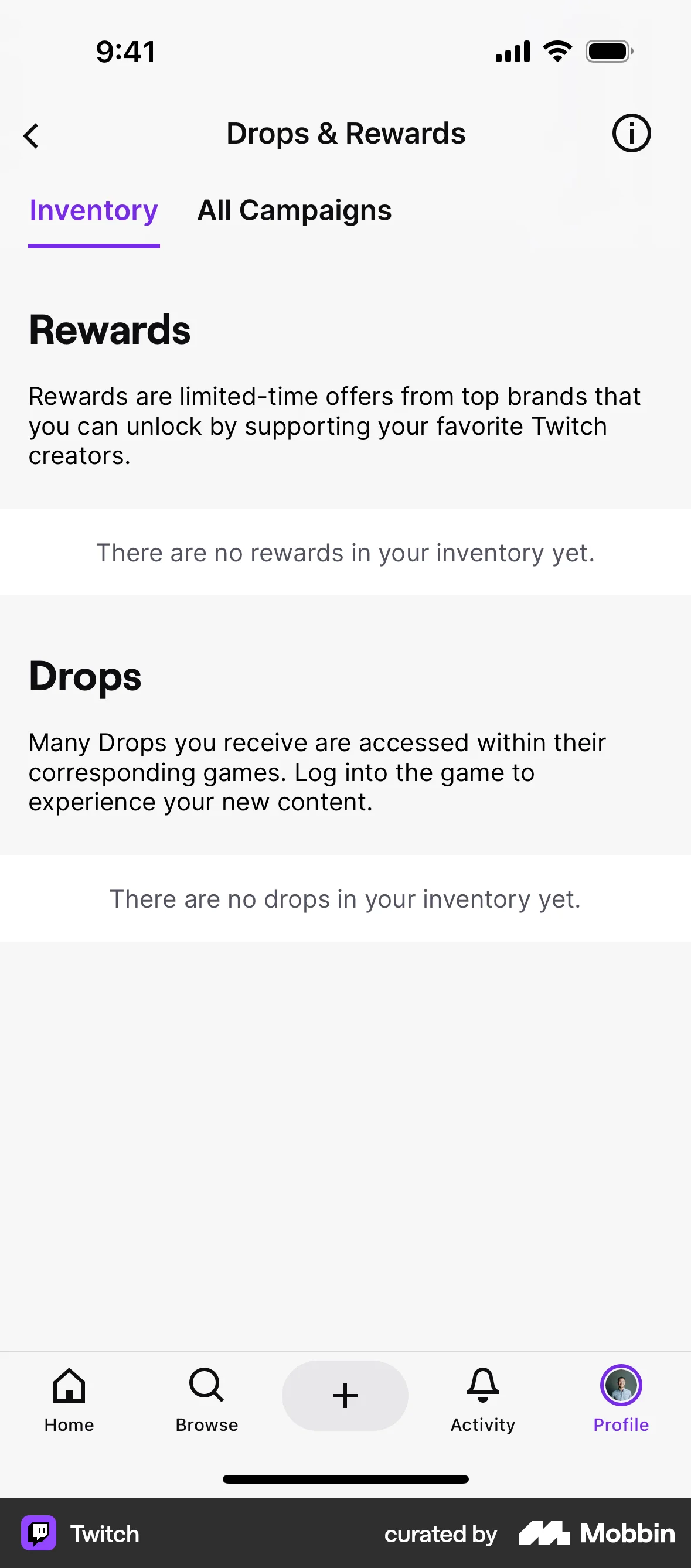 Twitch iOS Achievements & Awards screen