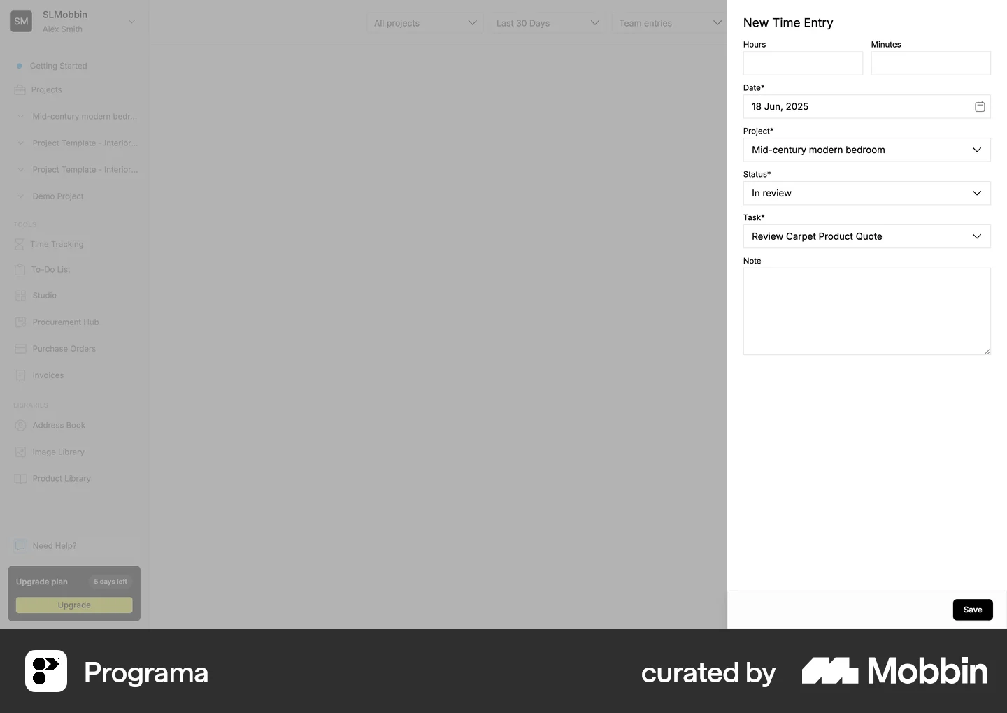 Ui Time Recorder Time Tracker UI Design Examples