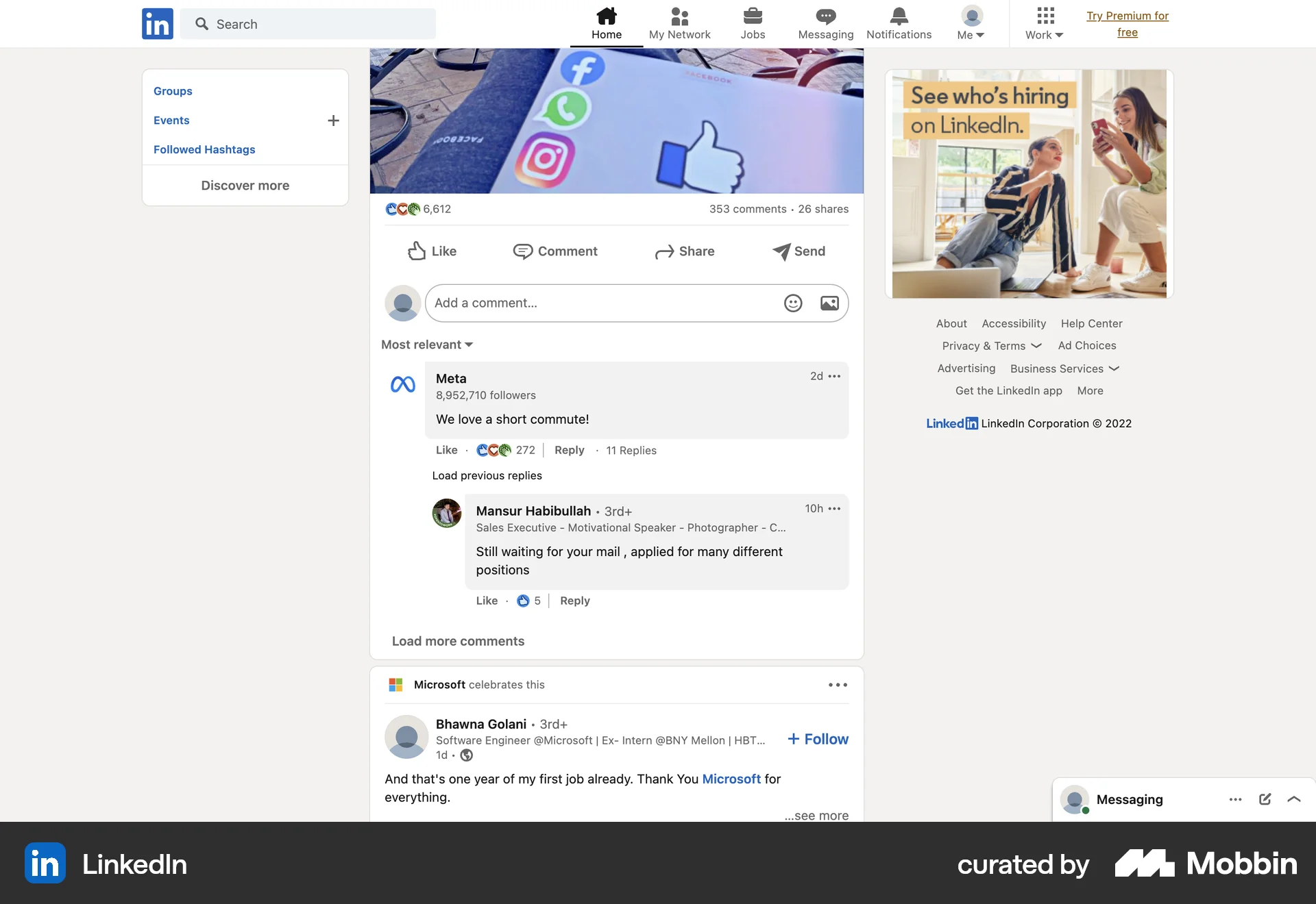LinkedIn Web Jobs & Recruitment App screen