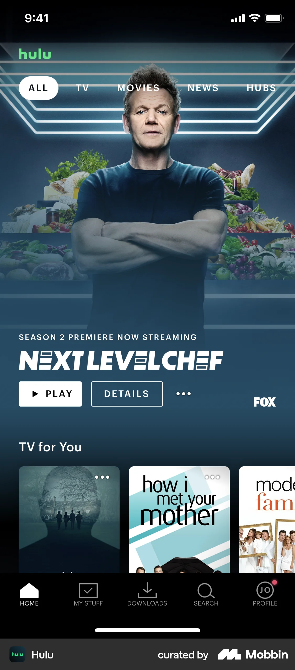 Hulu iOS screen containing Photo UI element