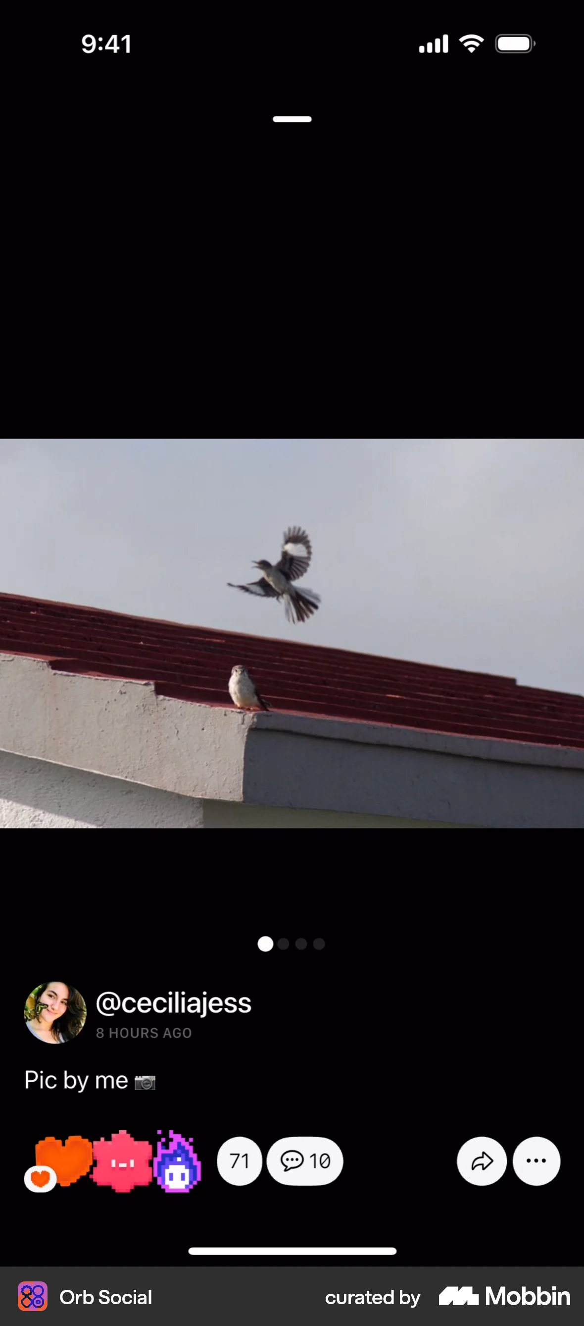 Orb Social iOS screen containing Photo UI element