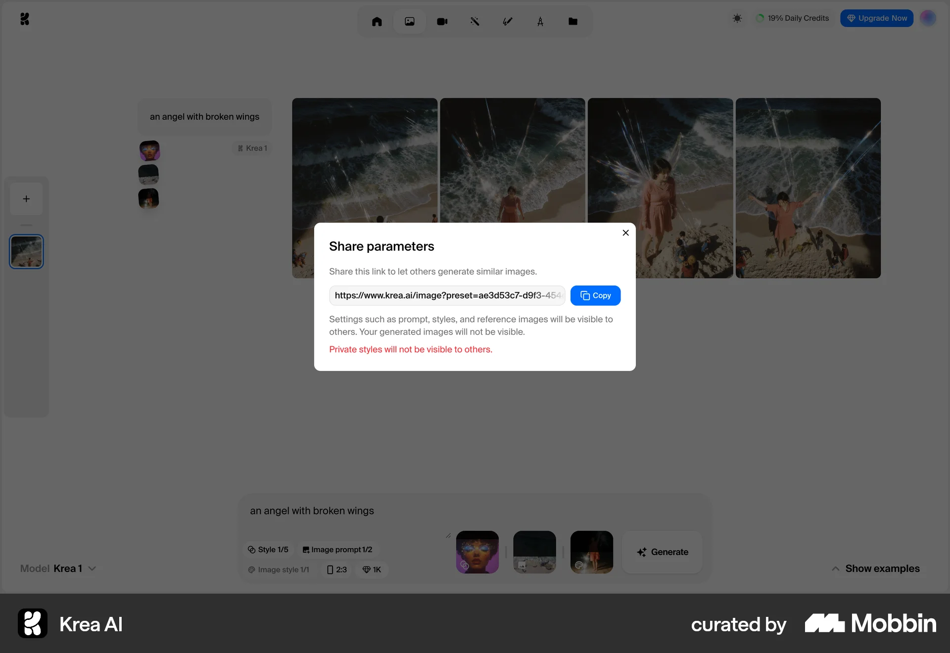 Krea AI Web Share screen