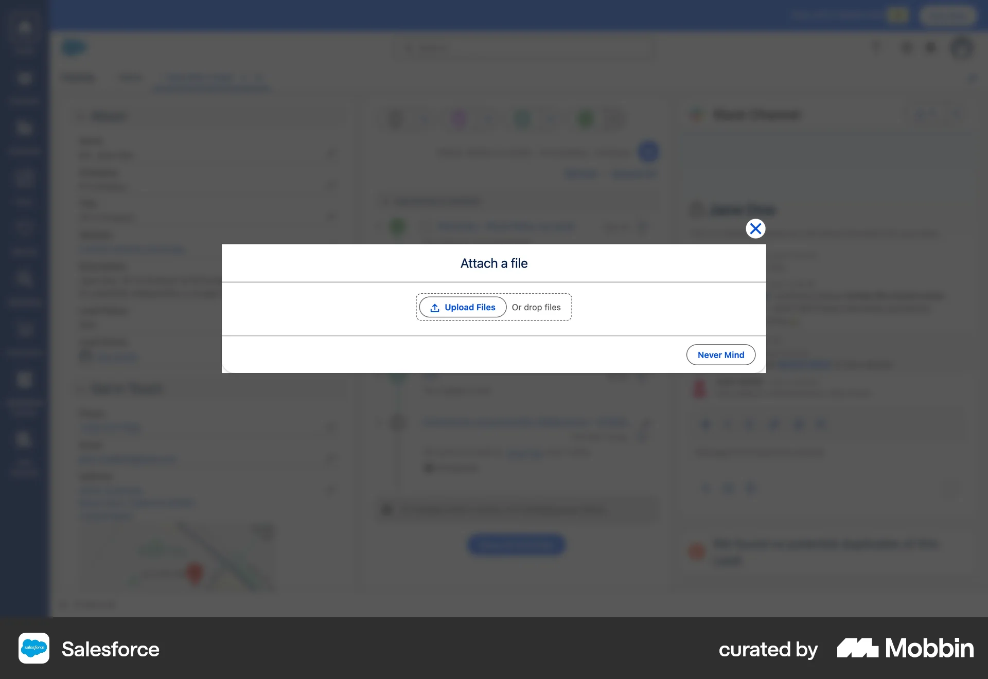 Salesforce Web screen containing File Upload UI element