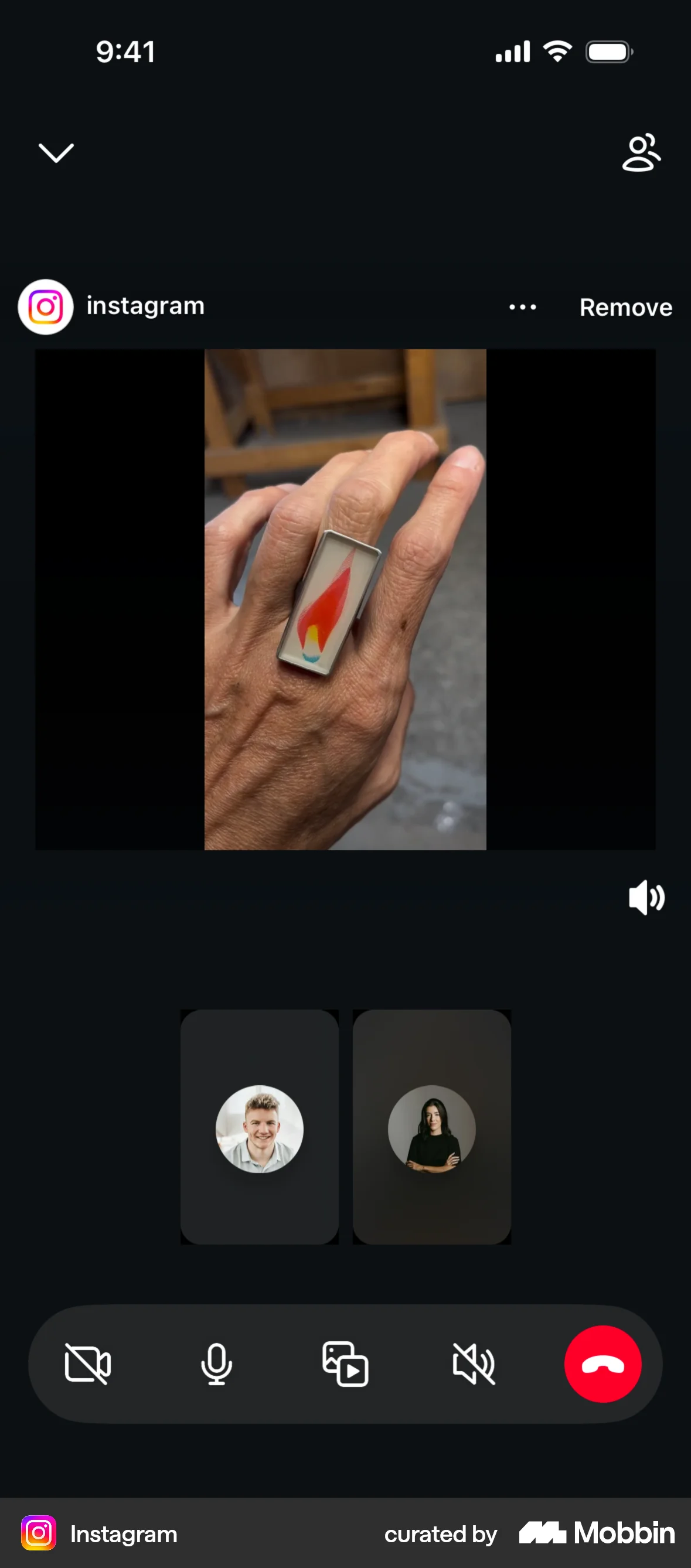 Instagram iOS Call screen