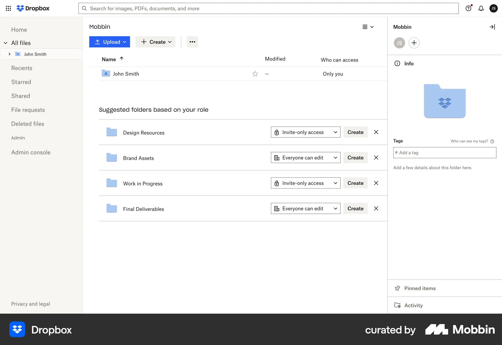 Trop Box Element Dropbox Web File Management | Mobbin