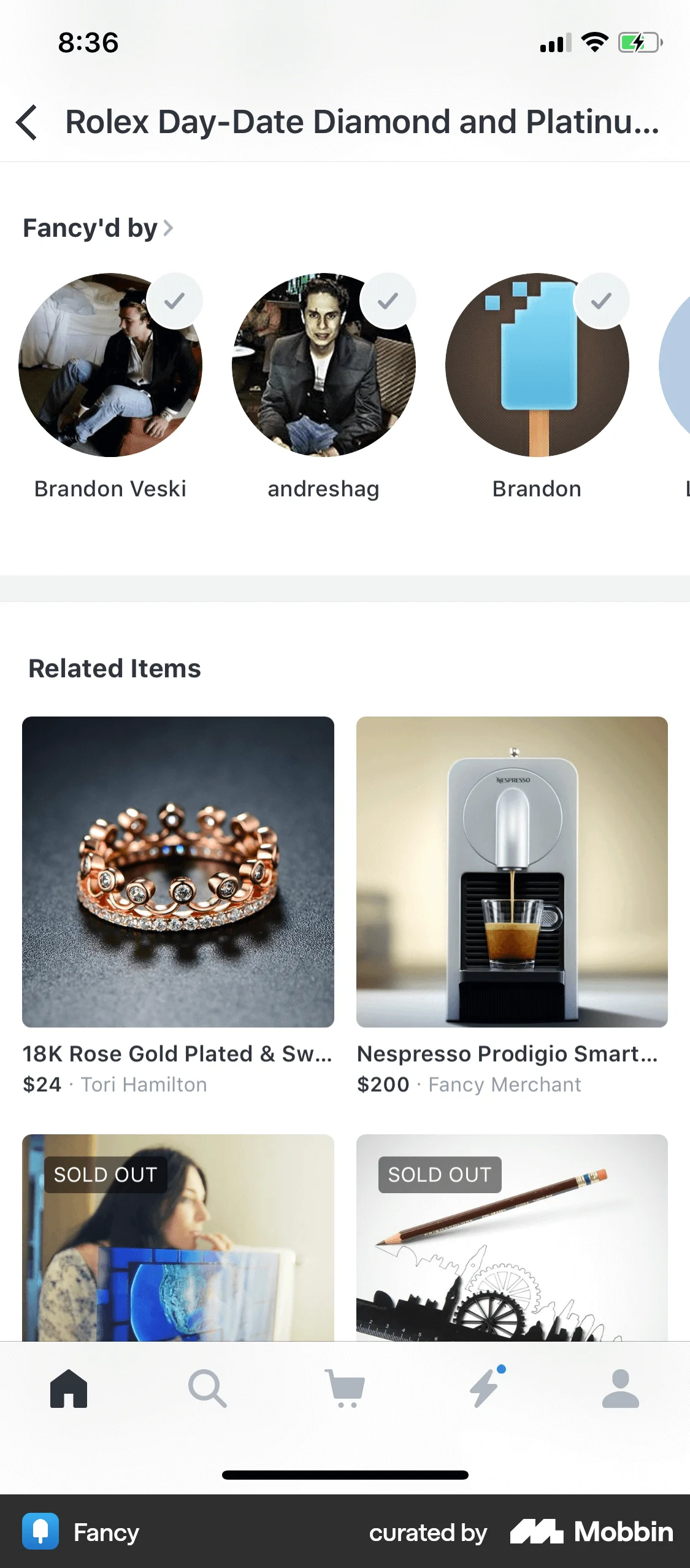Fancy iOS Suggestions & Similar Items screen