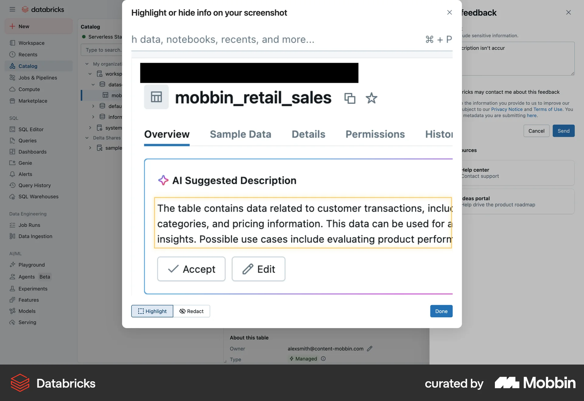 Databricks Web Media Editor screen