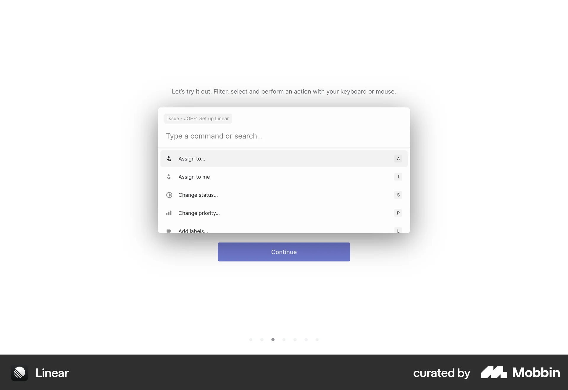 Linear Web Command Palette screen