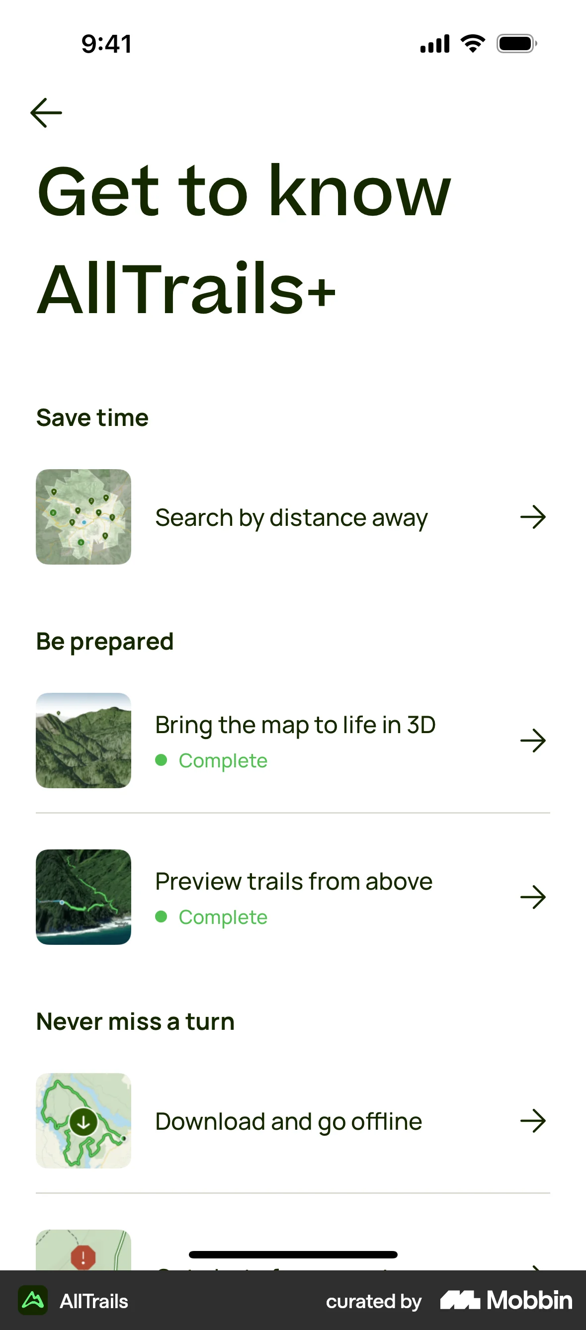 AllTrails iOS Goal & Task screen