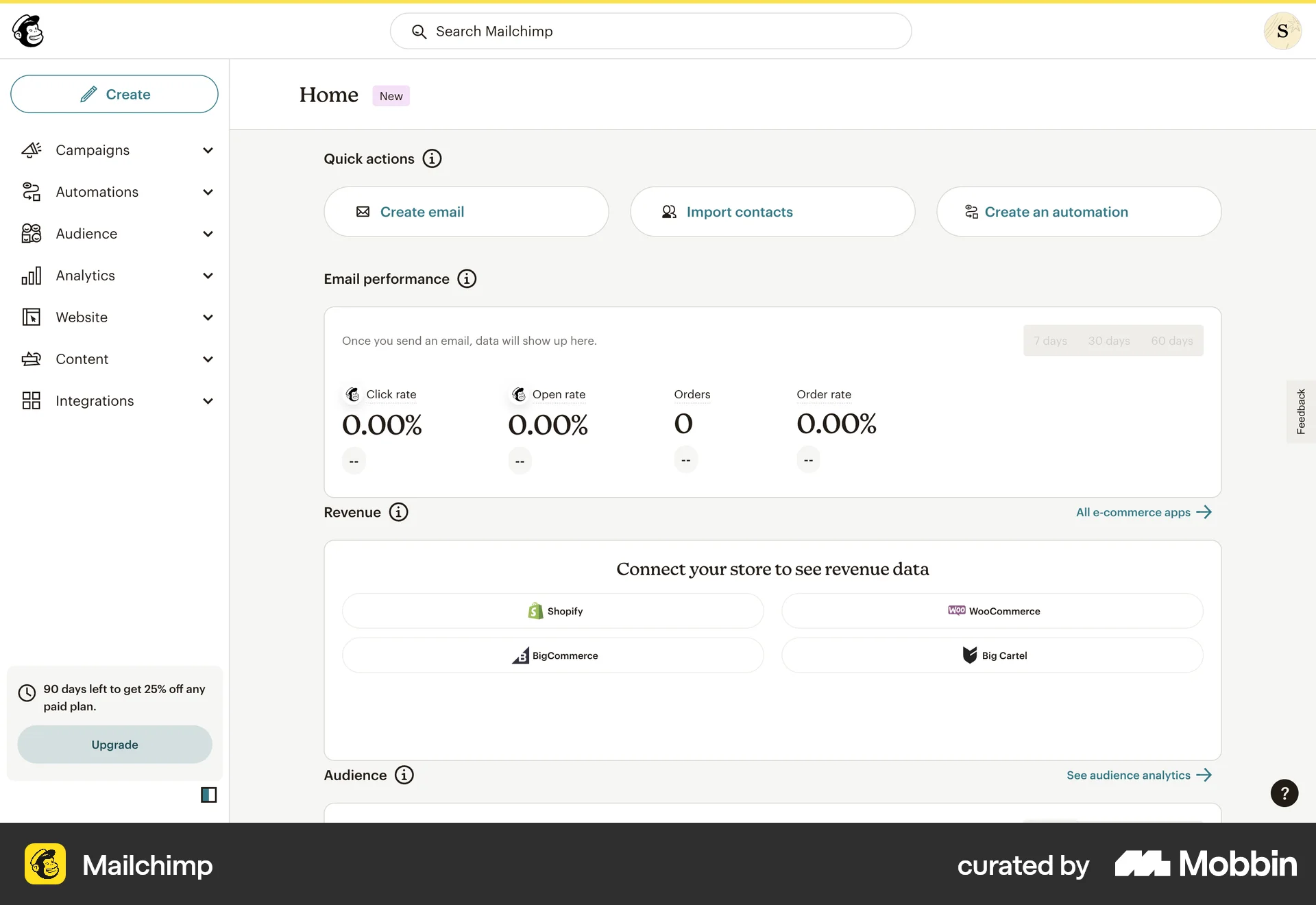 Mailchimp Web CRM App screen