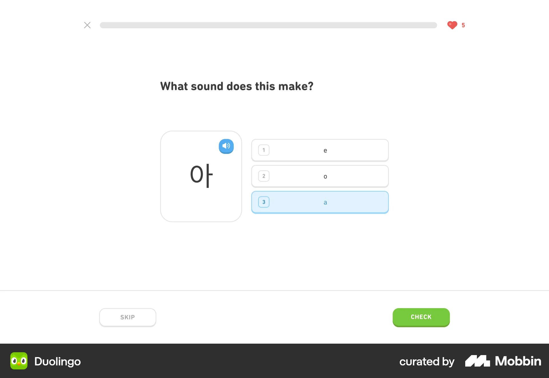 Duolingo Web Quiz screen