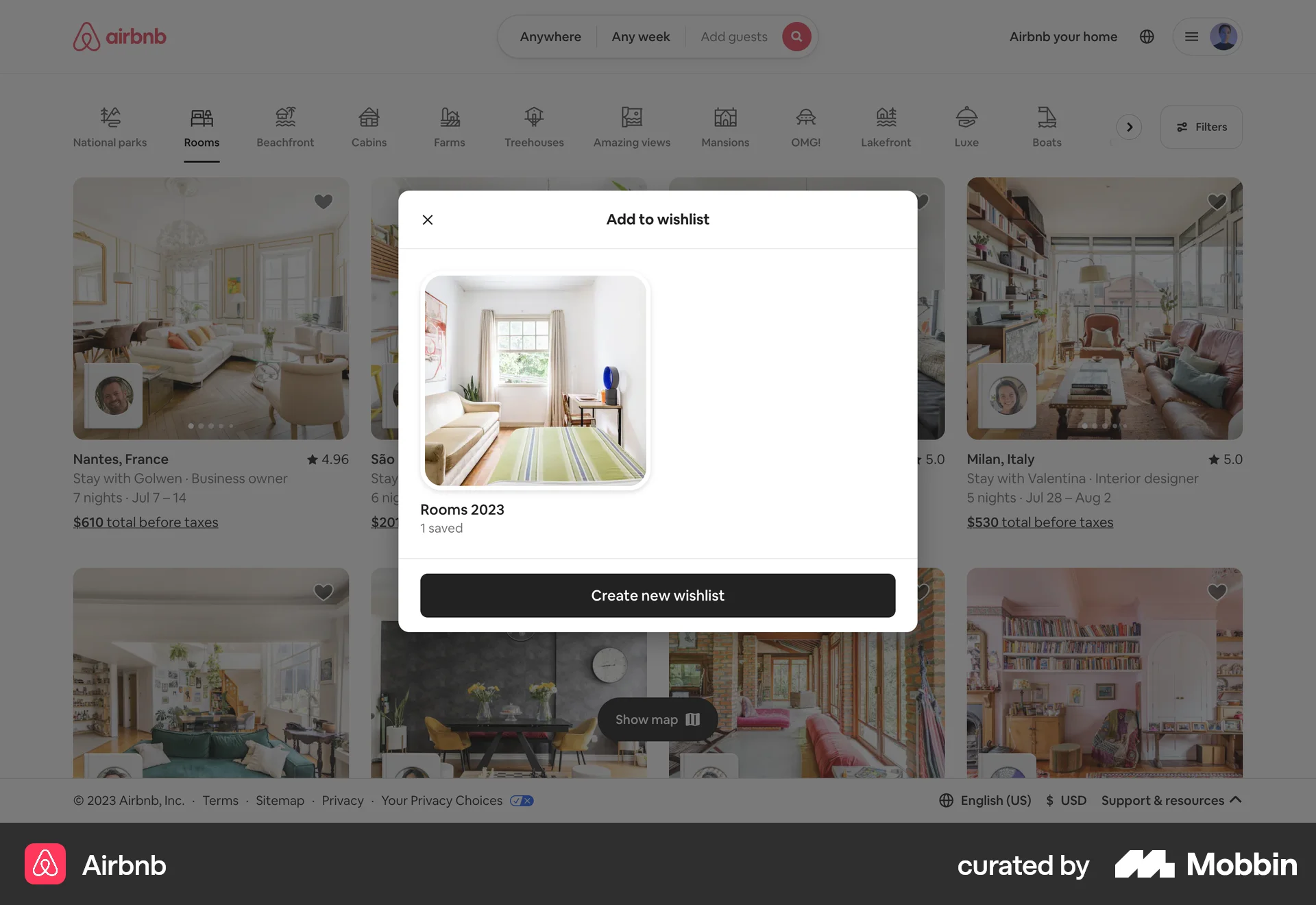 Airbnb Web Save screen