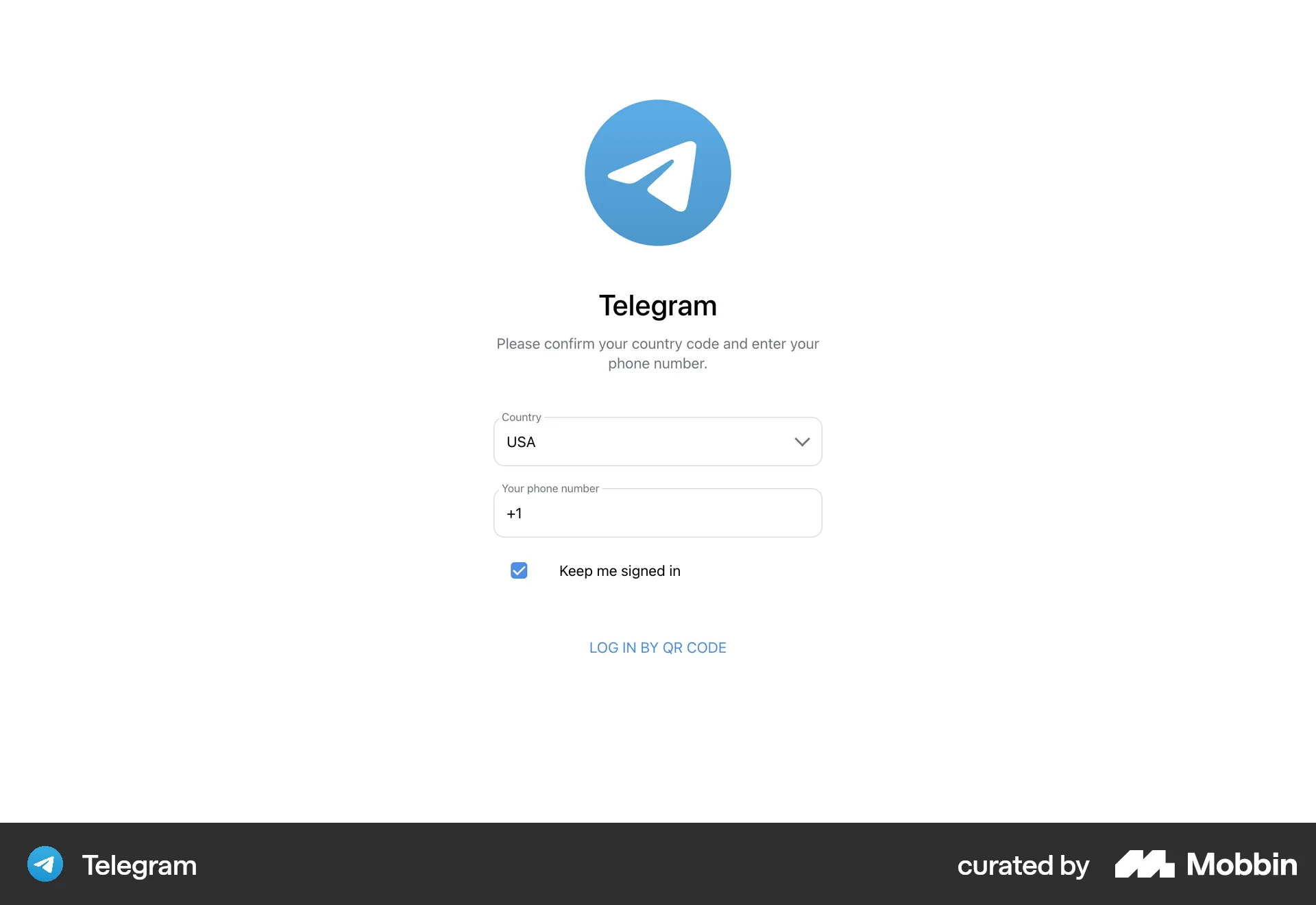 Telegram Web Communication App screen