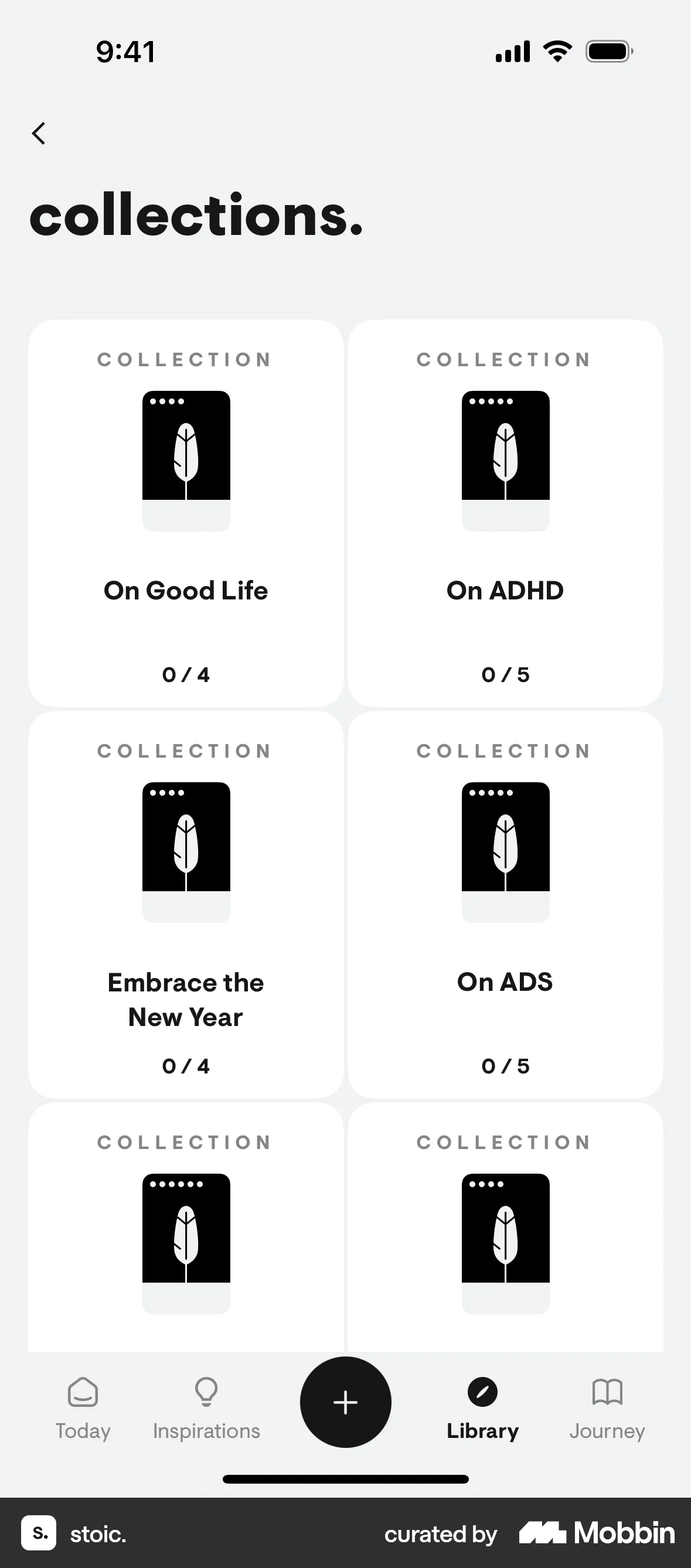 stoic. iOS Browse & Discover screen