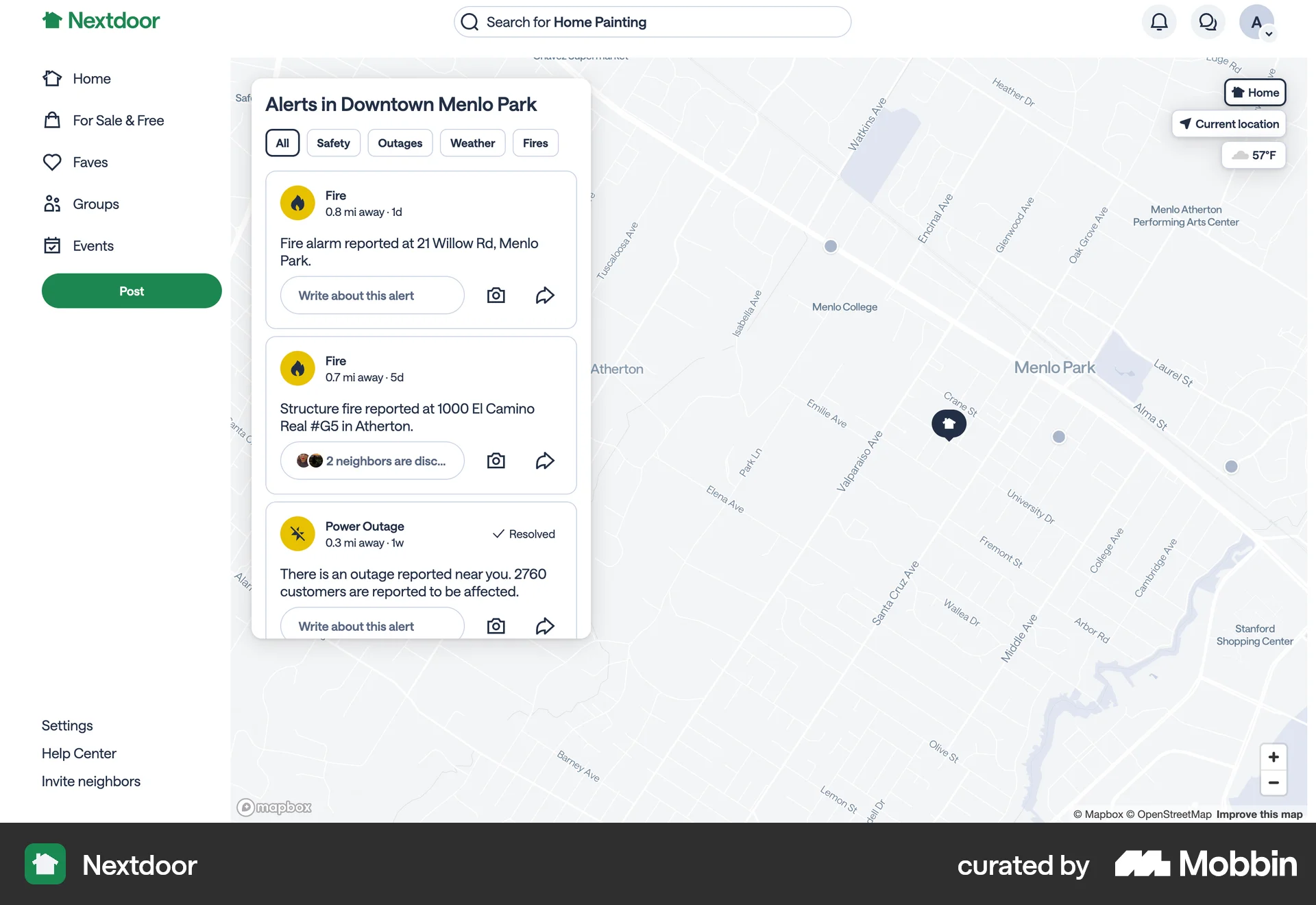 Nextdoor Web screen containing Toolbar UI element
