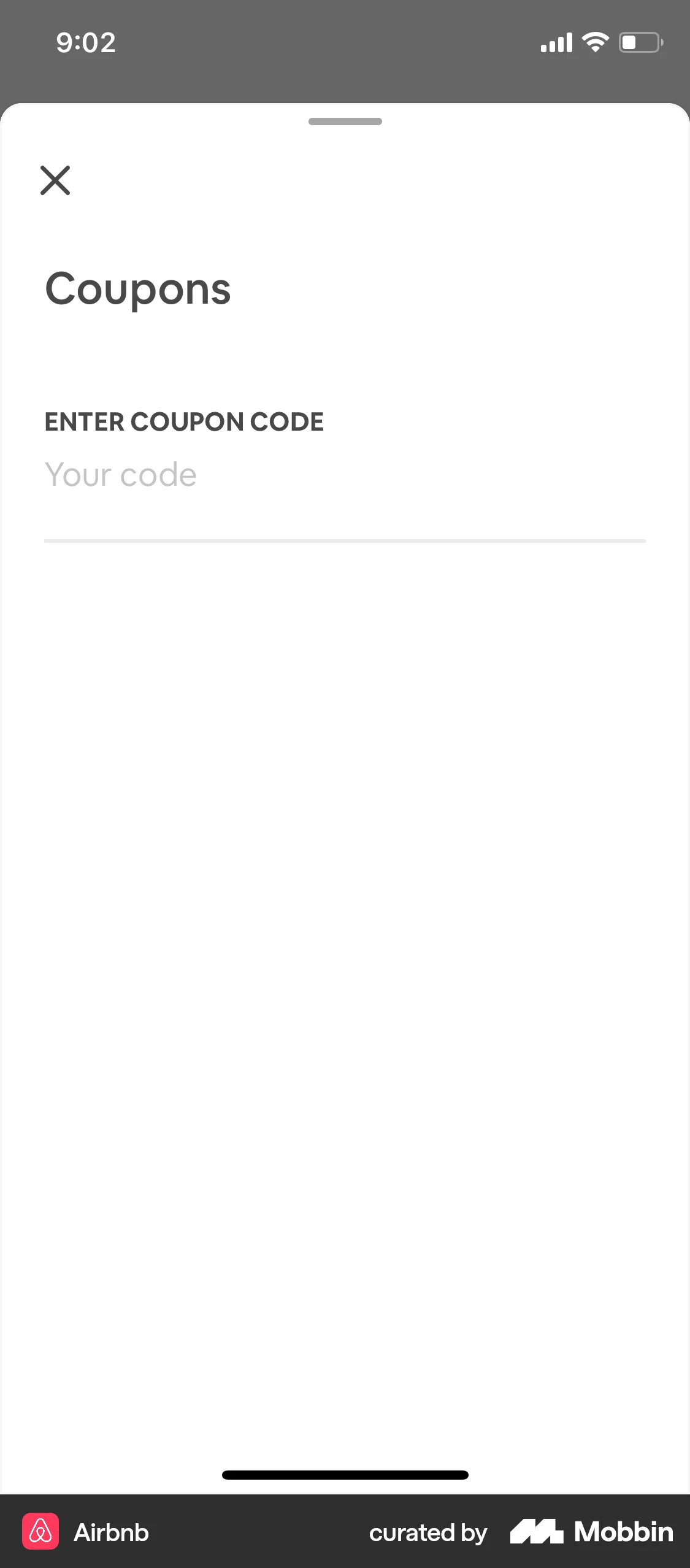 Airbnb iOS Promotions & Rewards screen
