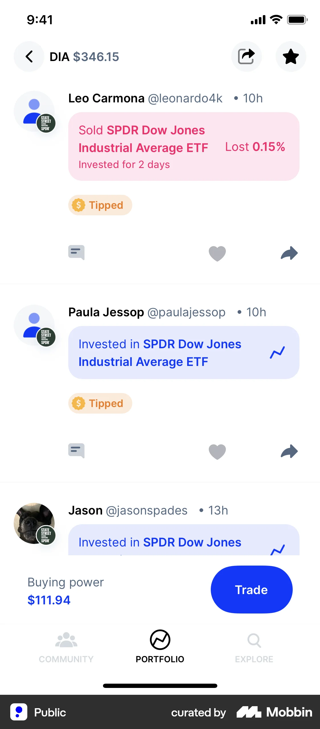 Public iOS Social Feed screen
