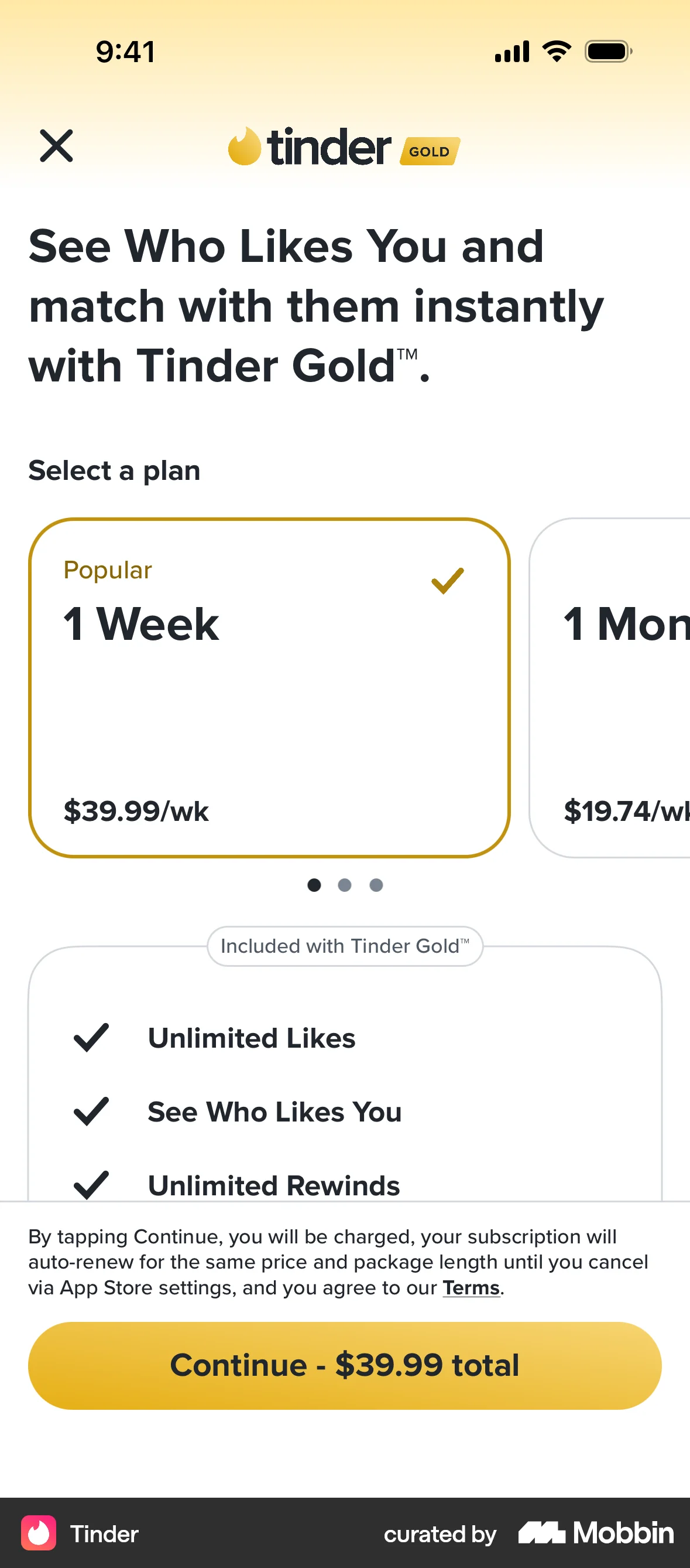 Tinder iOS screen containing Button UI element