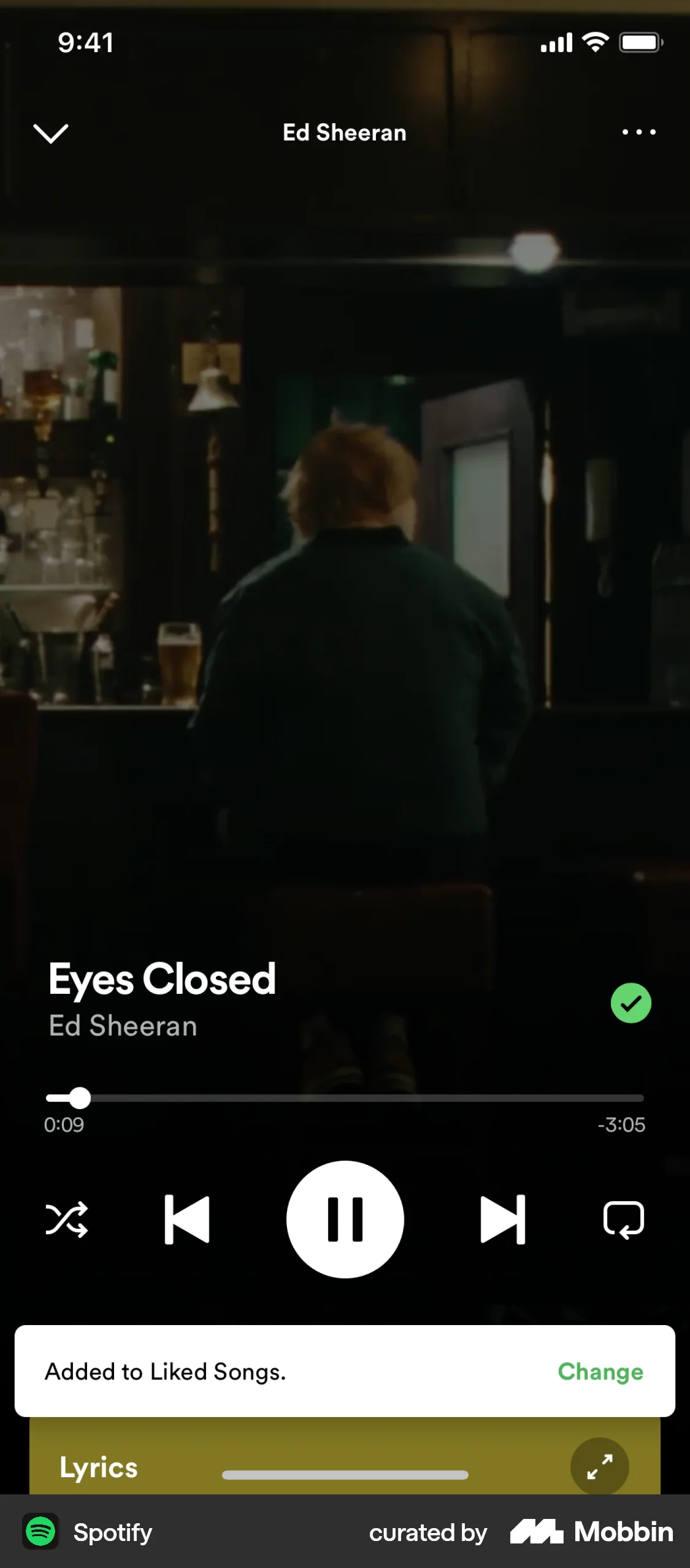 Spotify iOS Save screen