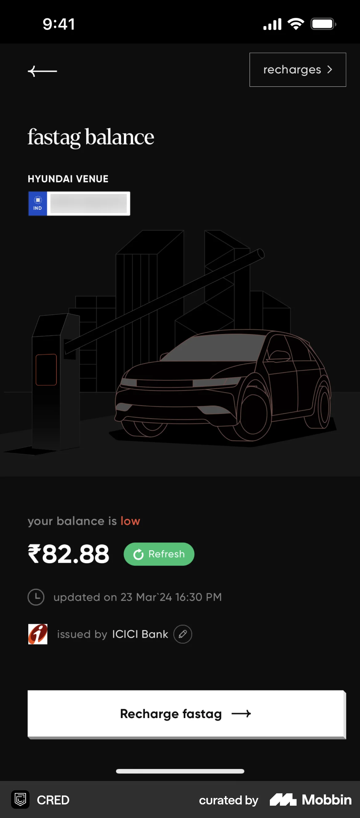 CRED iOS Wallet & Balance screen