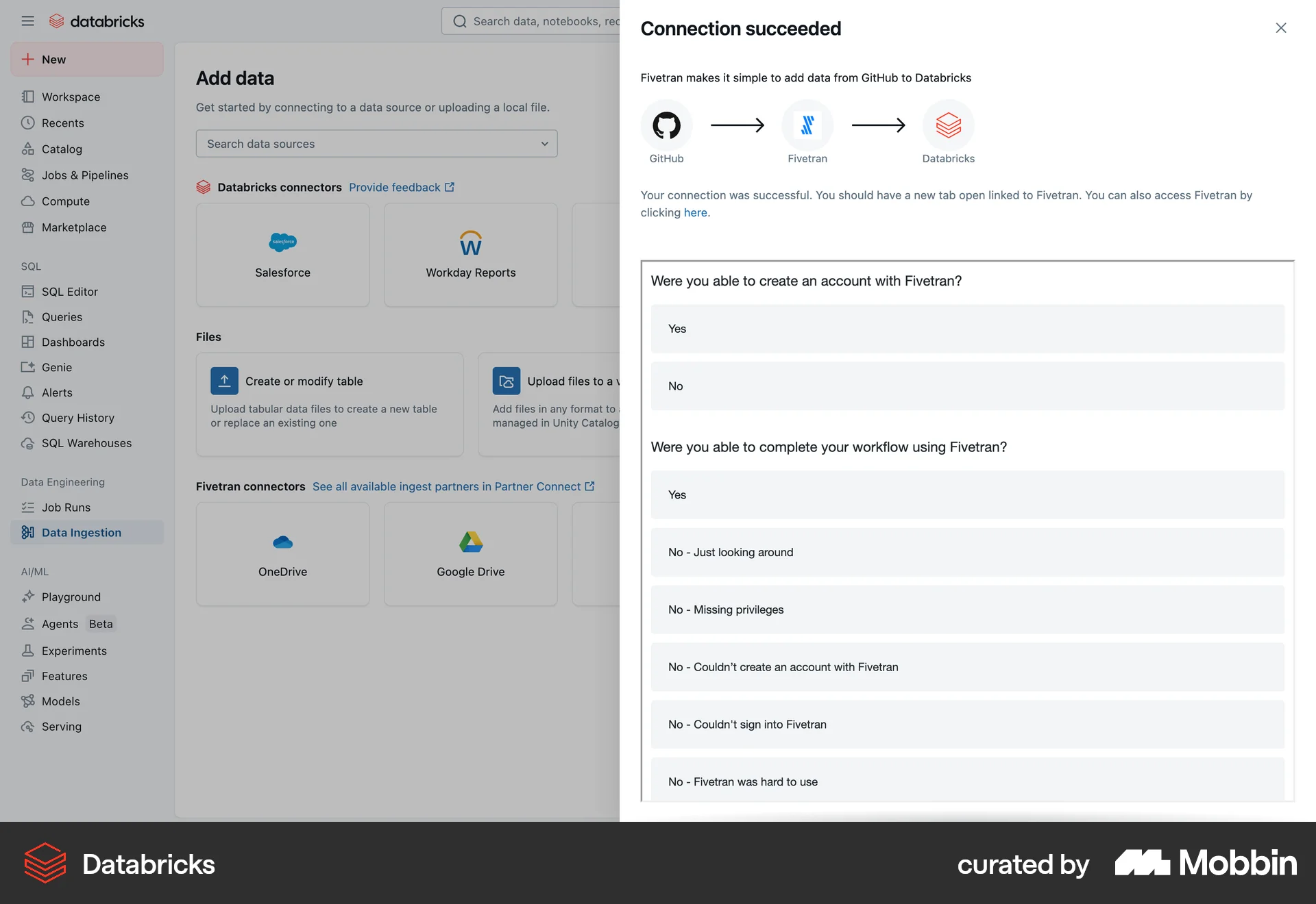 Databricks Web Acknowledgement & Success screen