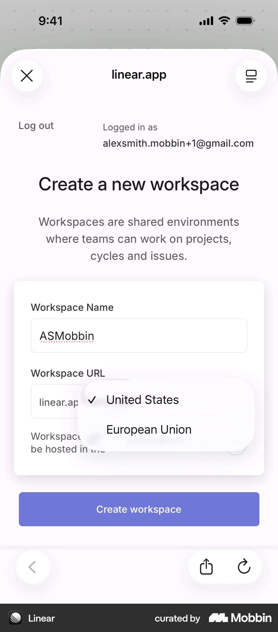 Linear Mobile Onboarding screen