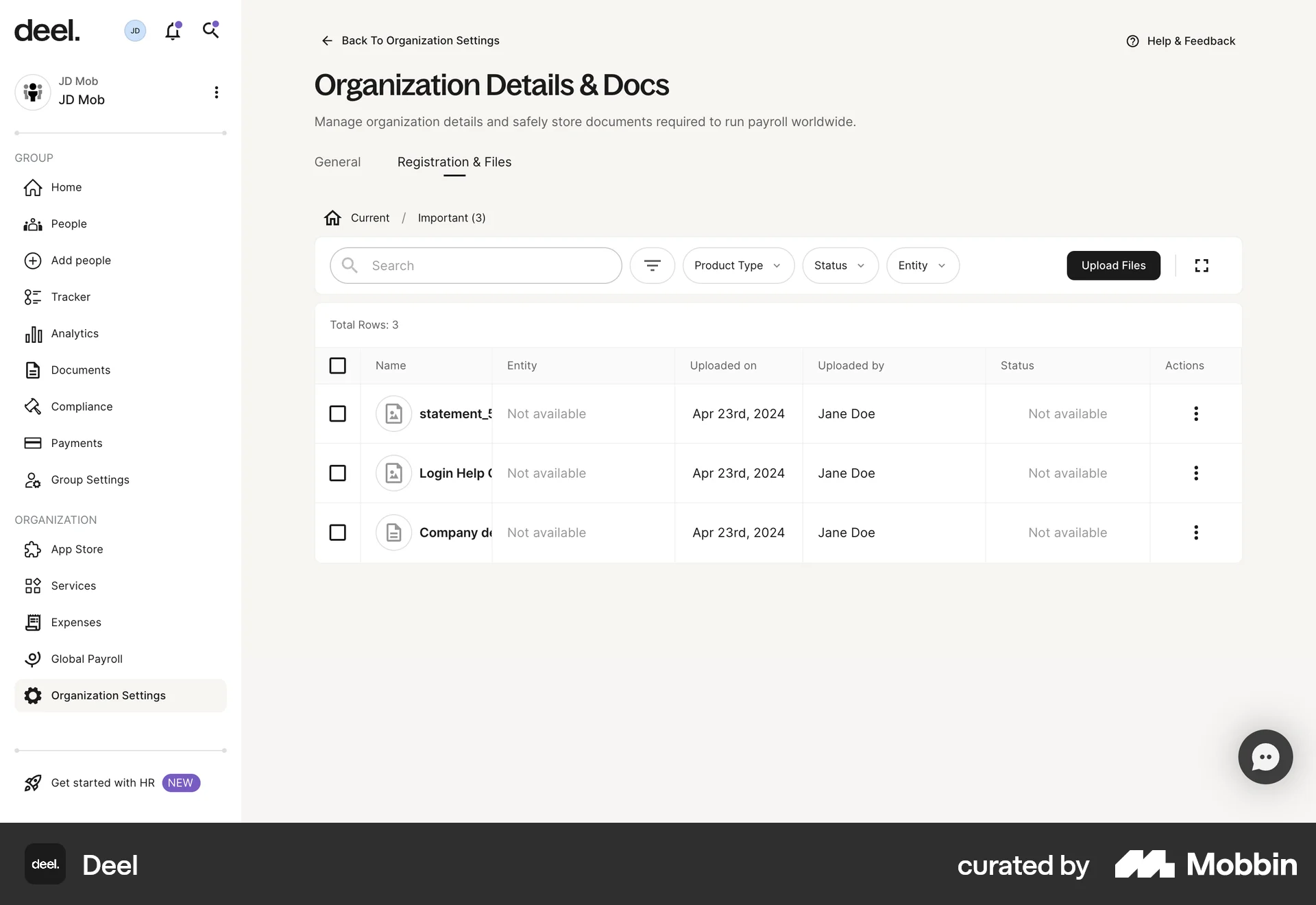 Deel Web Bookmarks & Collections screen