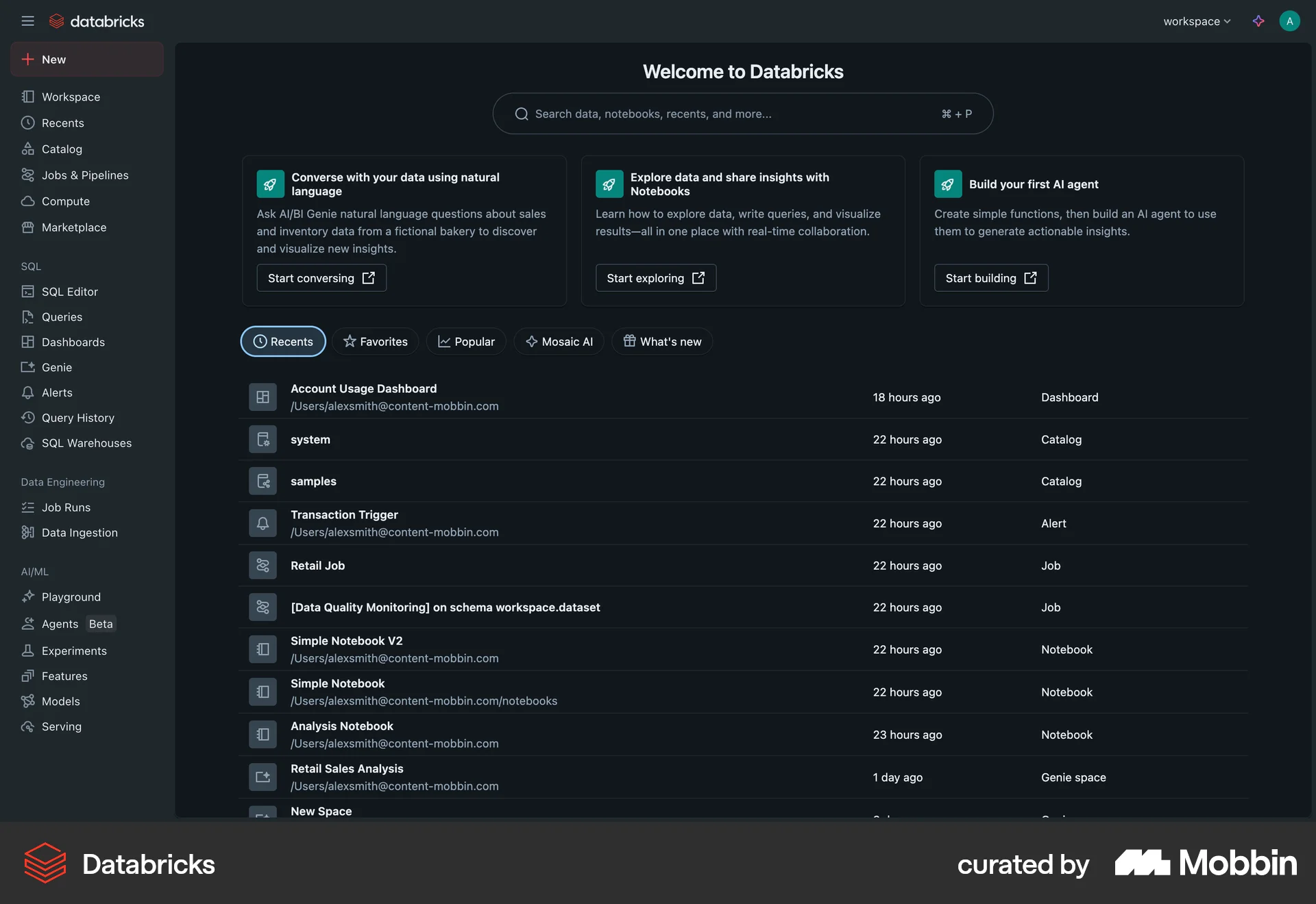 Databricks Web Dark Mode screen