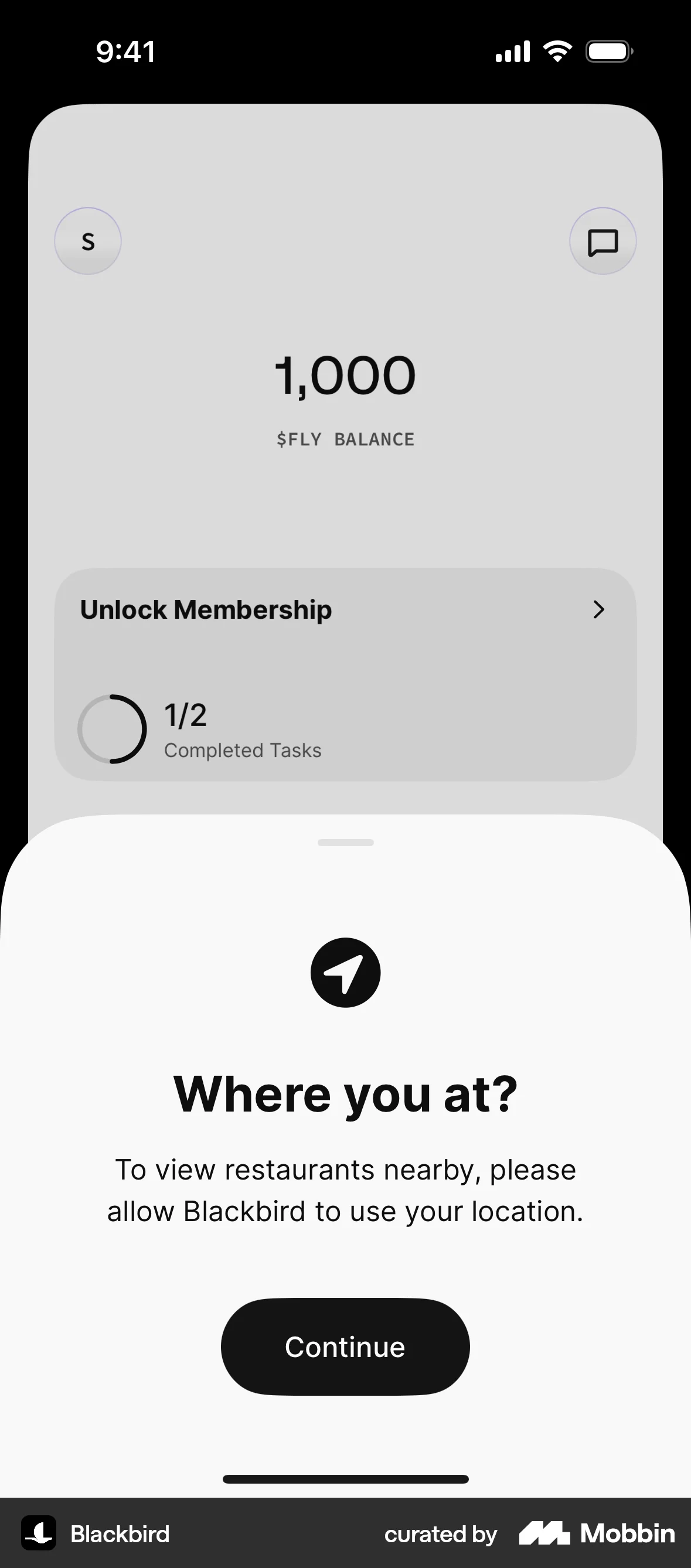 Blackbird iOS Permission screen