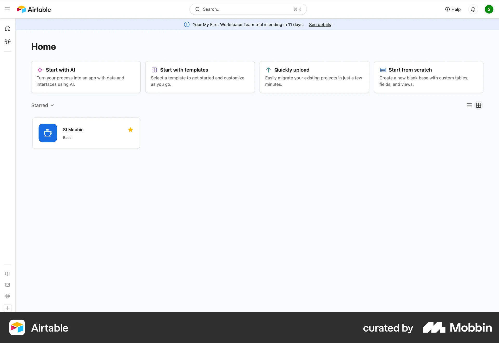 Airtable Web Favorite & Pin screen