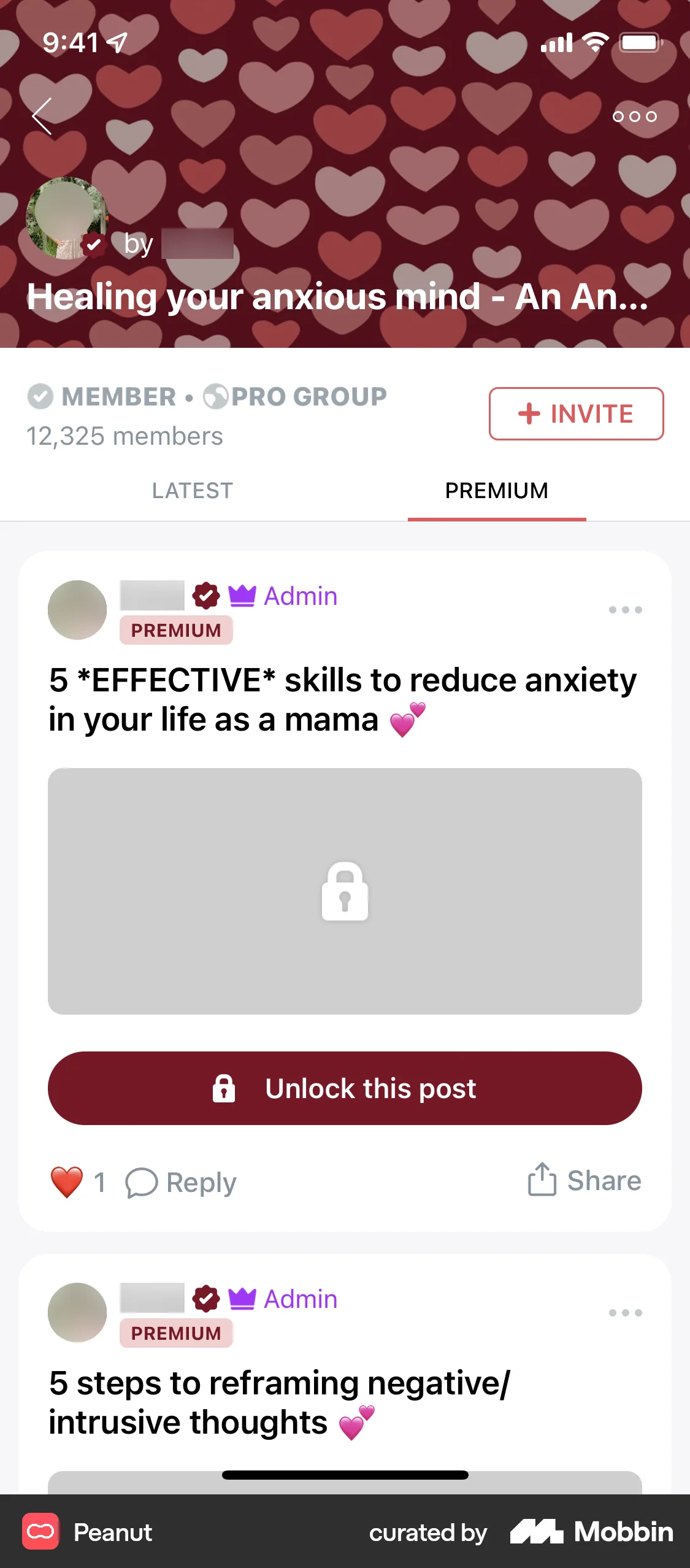 Peanut iOS User / Group Profile screen