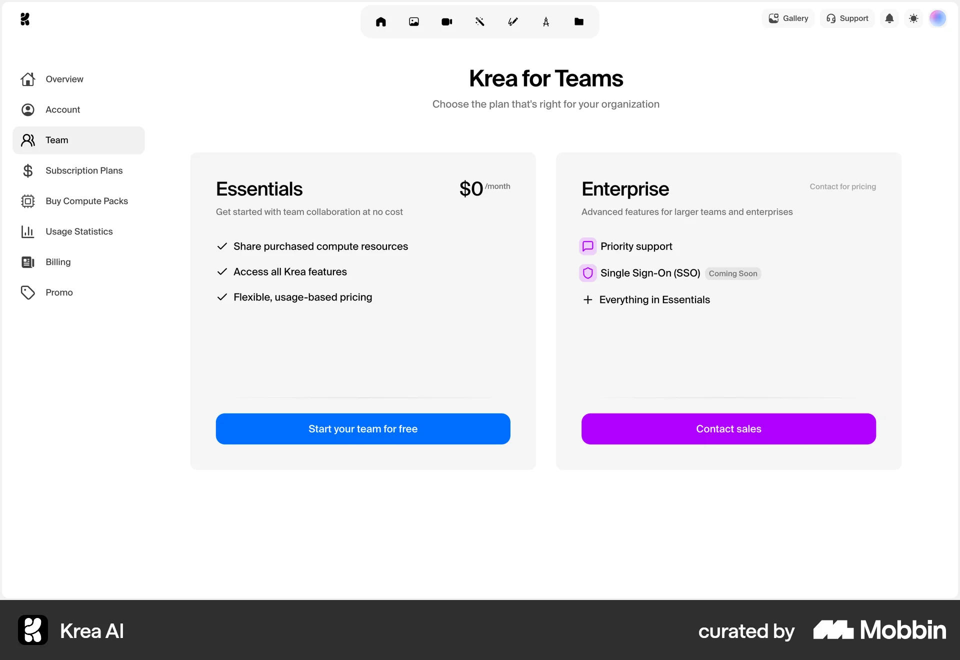 Krea AI Web Subscription & Paywall screen