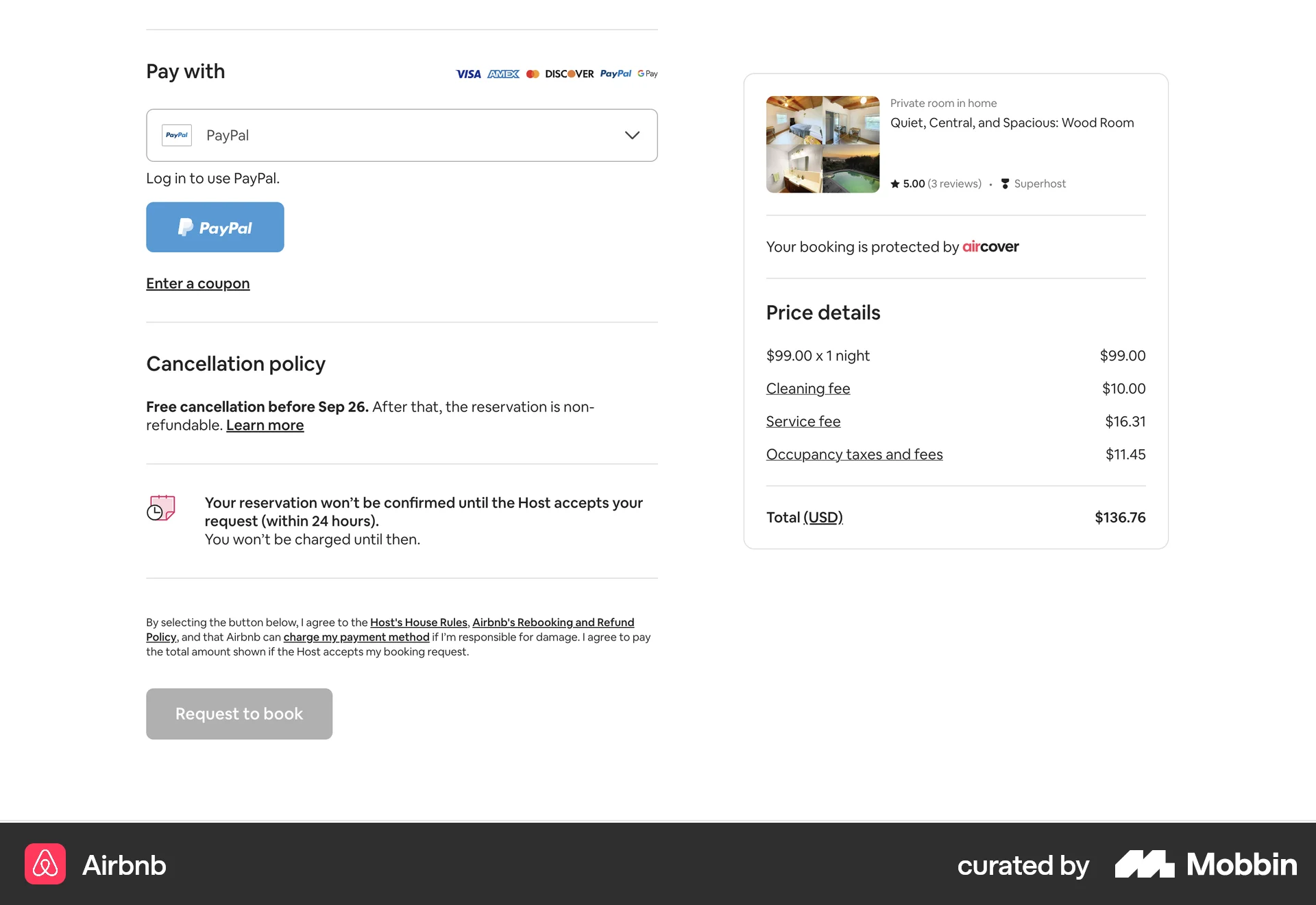 Airbnb Web screen containing Select UI element