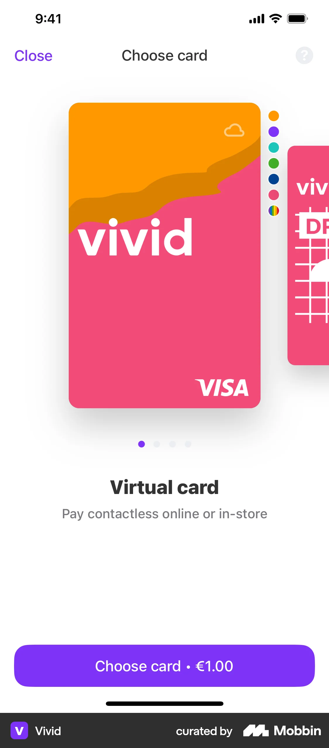 Vivid iOS screen containing Color Picker UI element